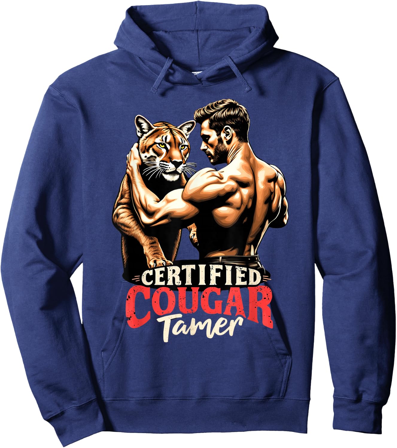 Funny Certified Cougar Tamer Hunter Girlfriend Gag Costume Hoodie - Hoodie | Navy