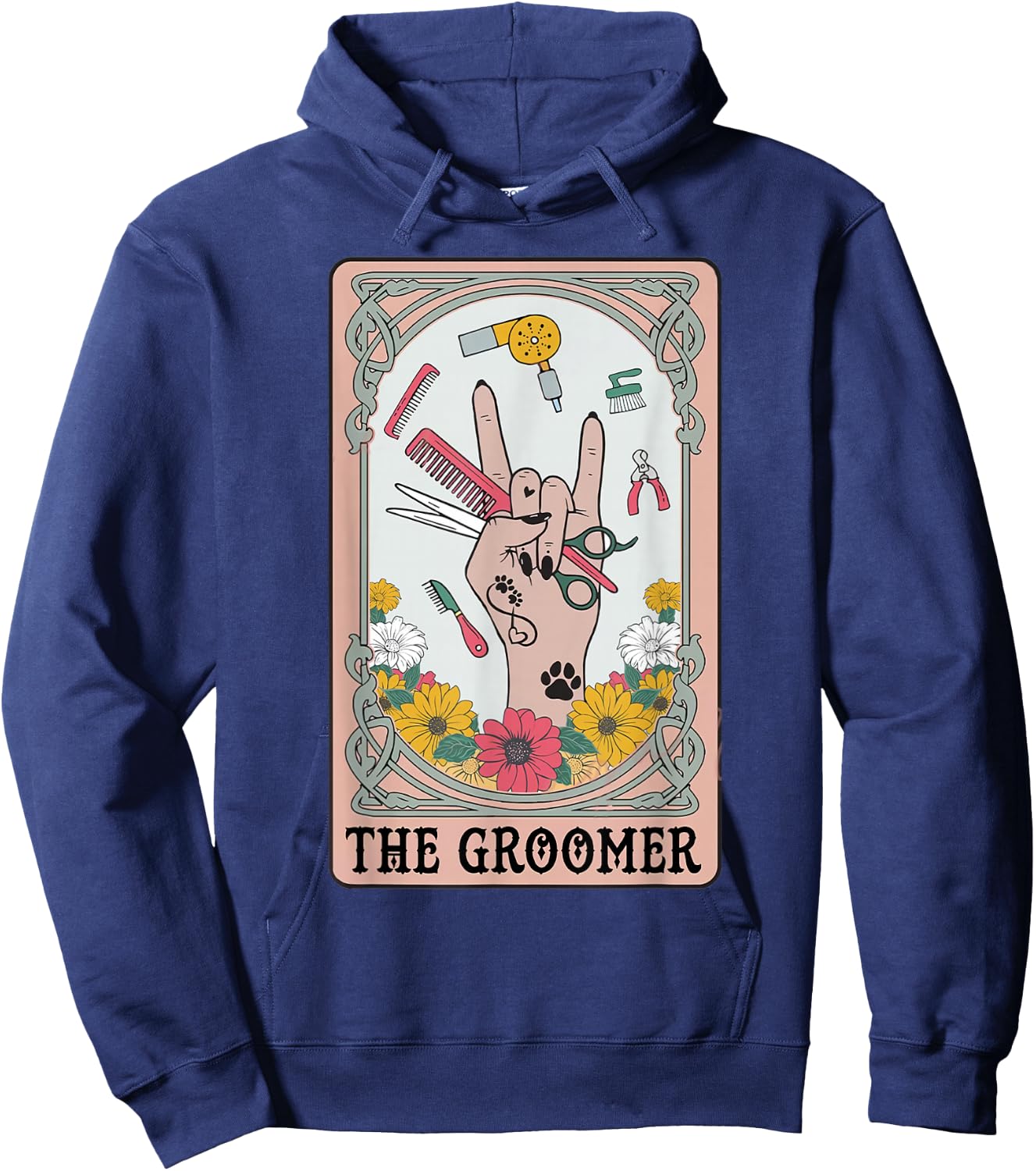 Funny Tarot Card Pet Grooming Dog Groomer Girl Women Hoodie - Hoodie | Navy