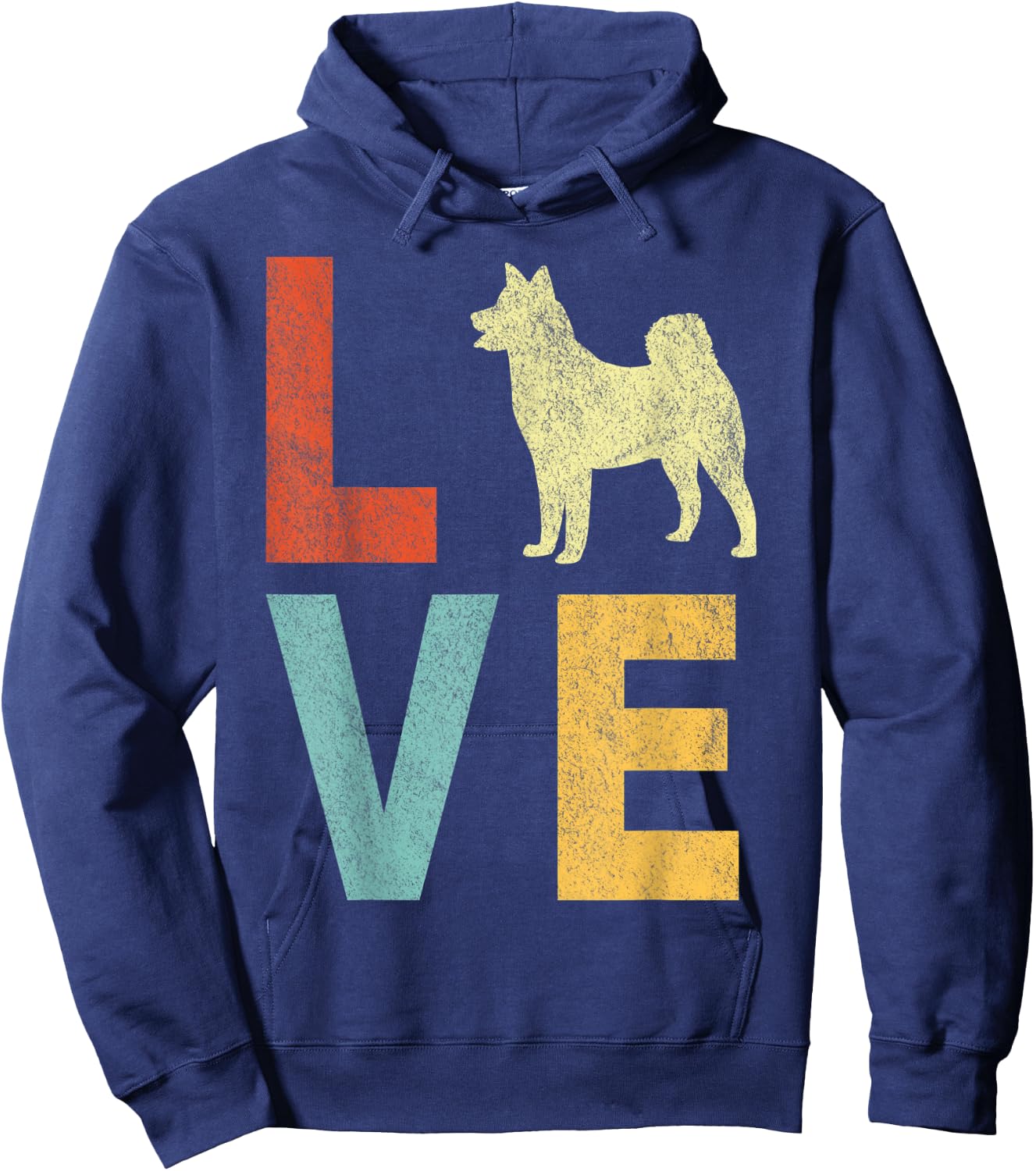 Love Huskies Husky Mom Husky Dad Retro Vintage Husky Dog Hoodie - Hoodie | Navy