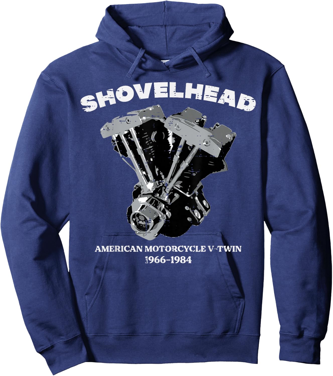 Biker Shovelhead Motorcycle Engine Vintage Men Women Kids Hoodie - Hoodie | Navy