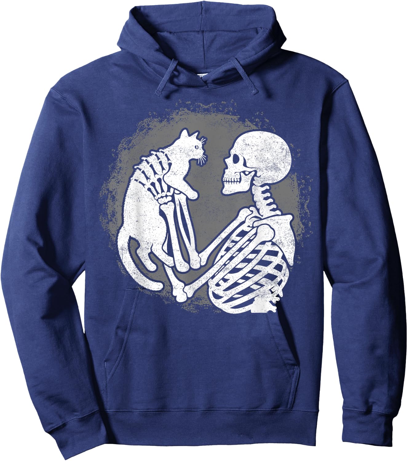 Skeleton Cat Skull Kitty Cute Halloween Men Women Kids Hoodie - Hoodie | Navy