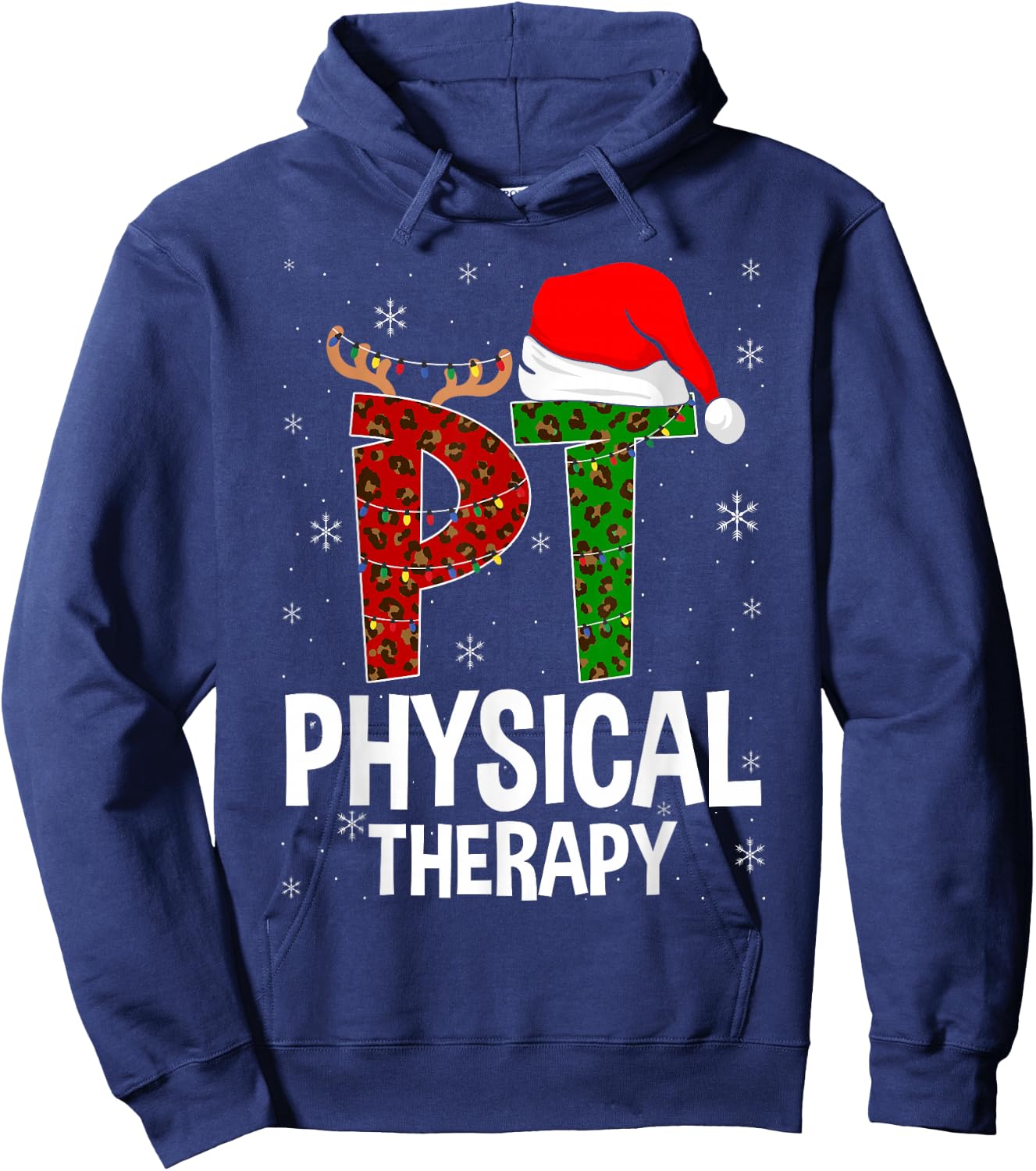 Physical Therapy Christmas Santa Hat Pt Therapist Xmas Hoodie - Hoodie | Navy