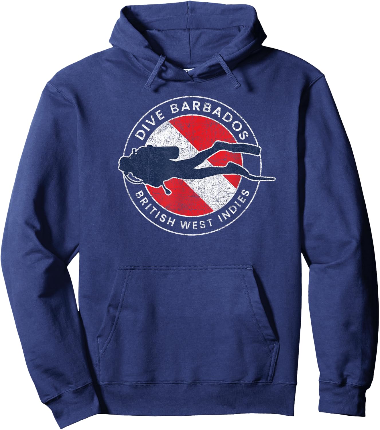 Retro Dive Barbados Scuba Diver Vintage Dive Flag Hoodie - Hoodie | Navy