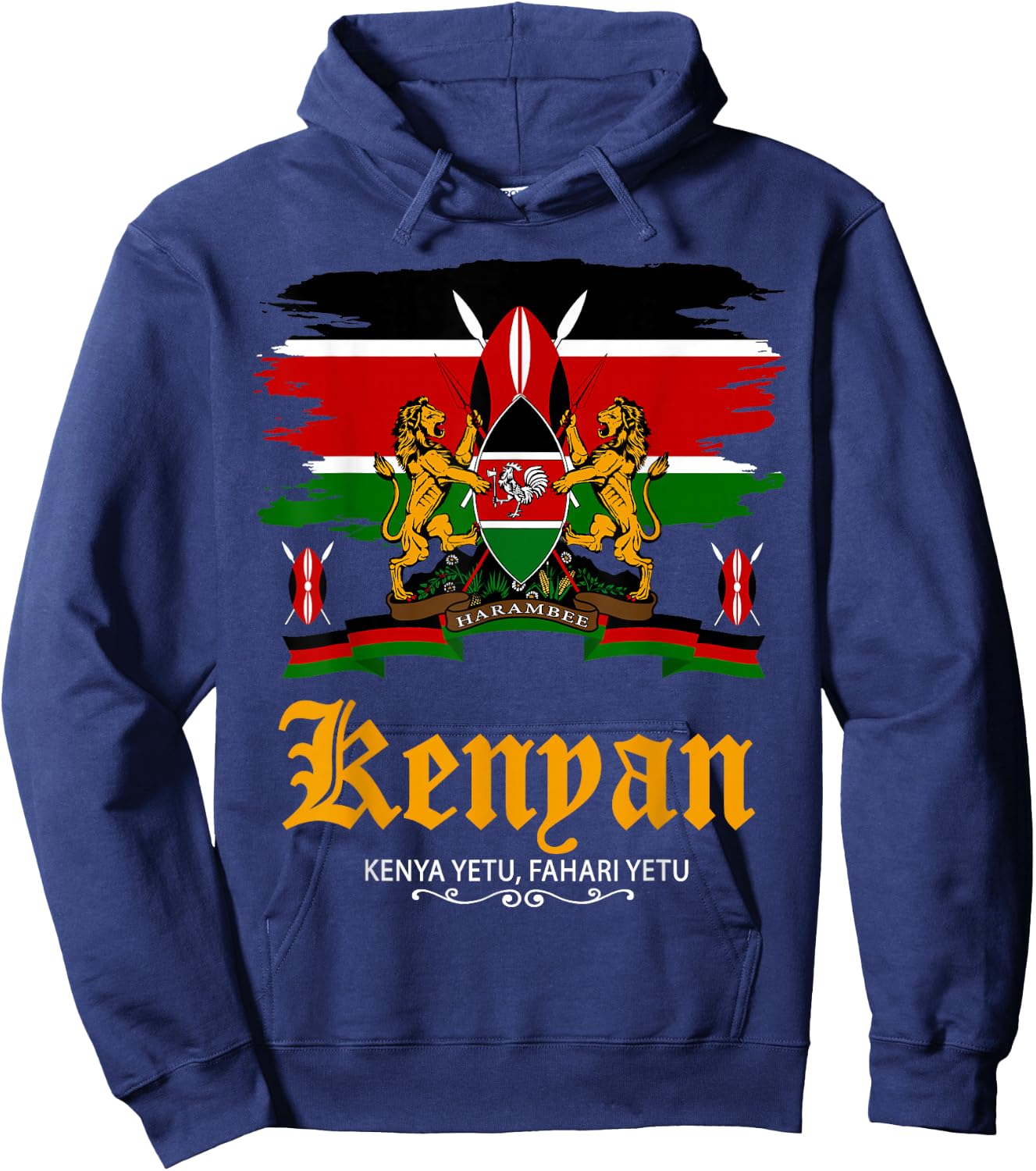 Kenyan Flag Outfit Idea For Kids & Kenya Flag Themed Hoodie - Hoodie | Navy
