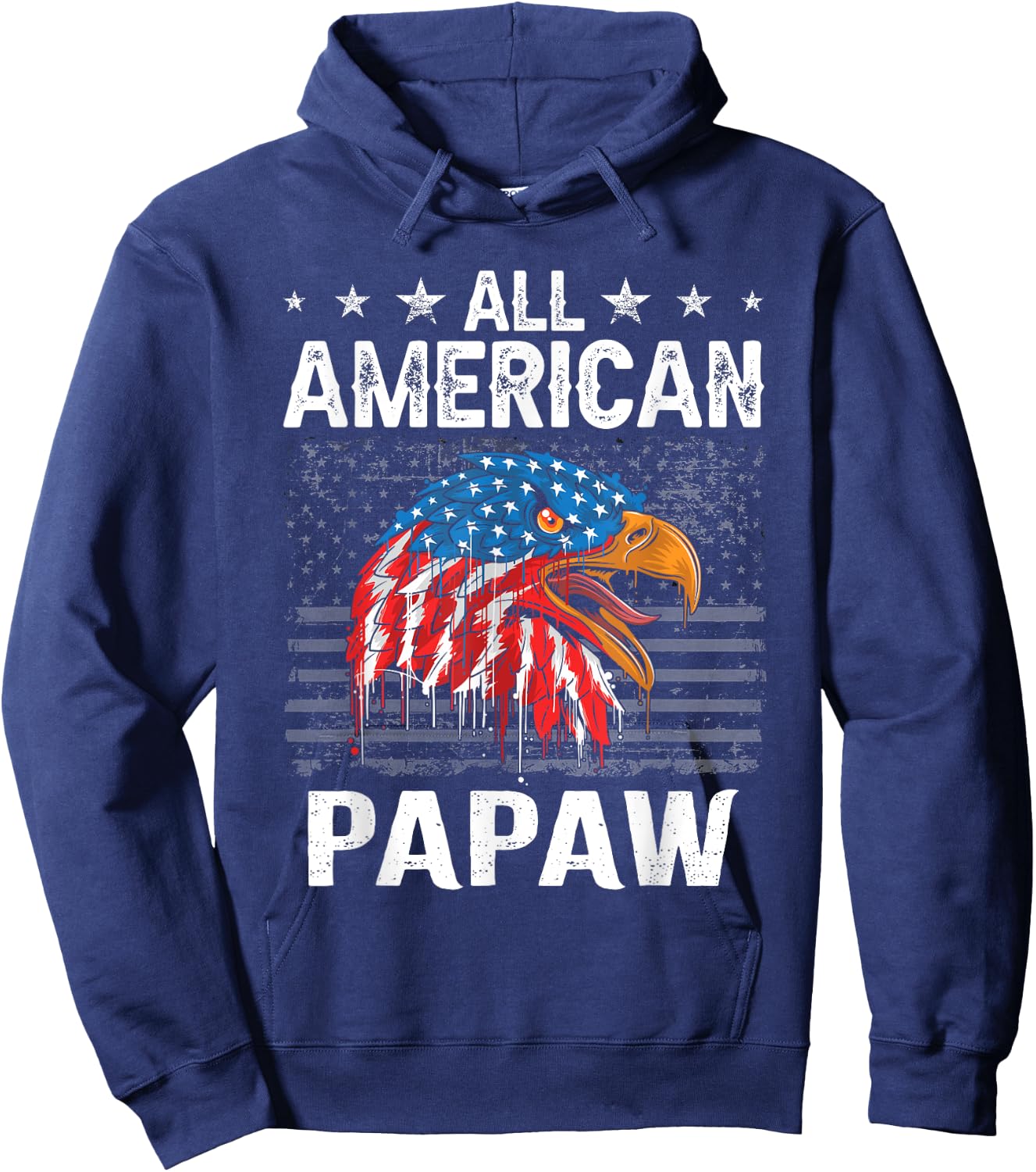Funny All American Papaw Grandpa Eagle 4th Of July Hoodie - Hoodie | Navy