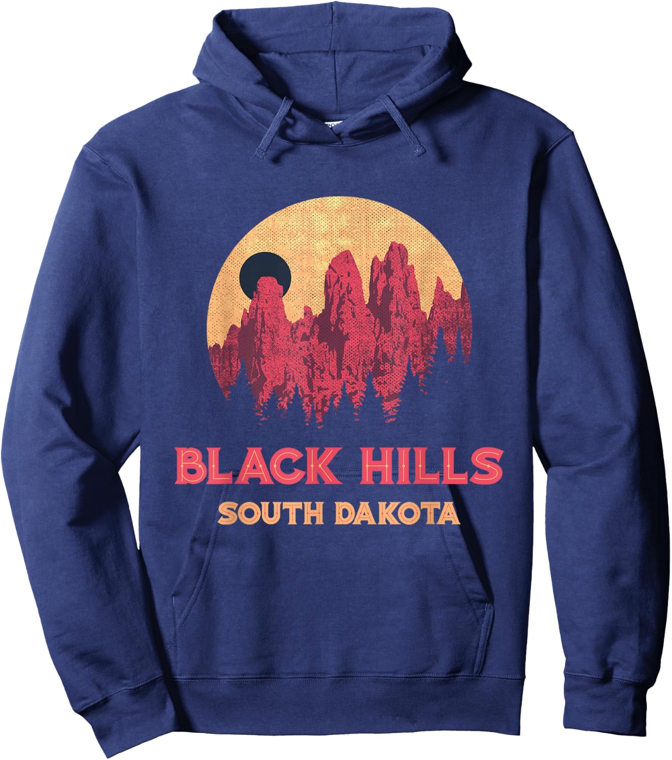 Vintage Black Hills Mountains And Forest South Dakota Travel Hoodie - Hoodie | Navy