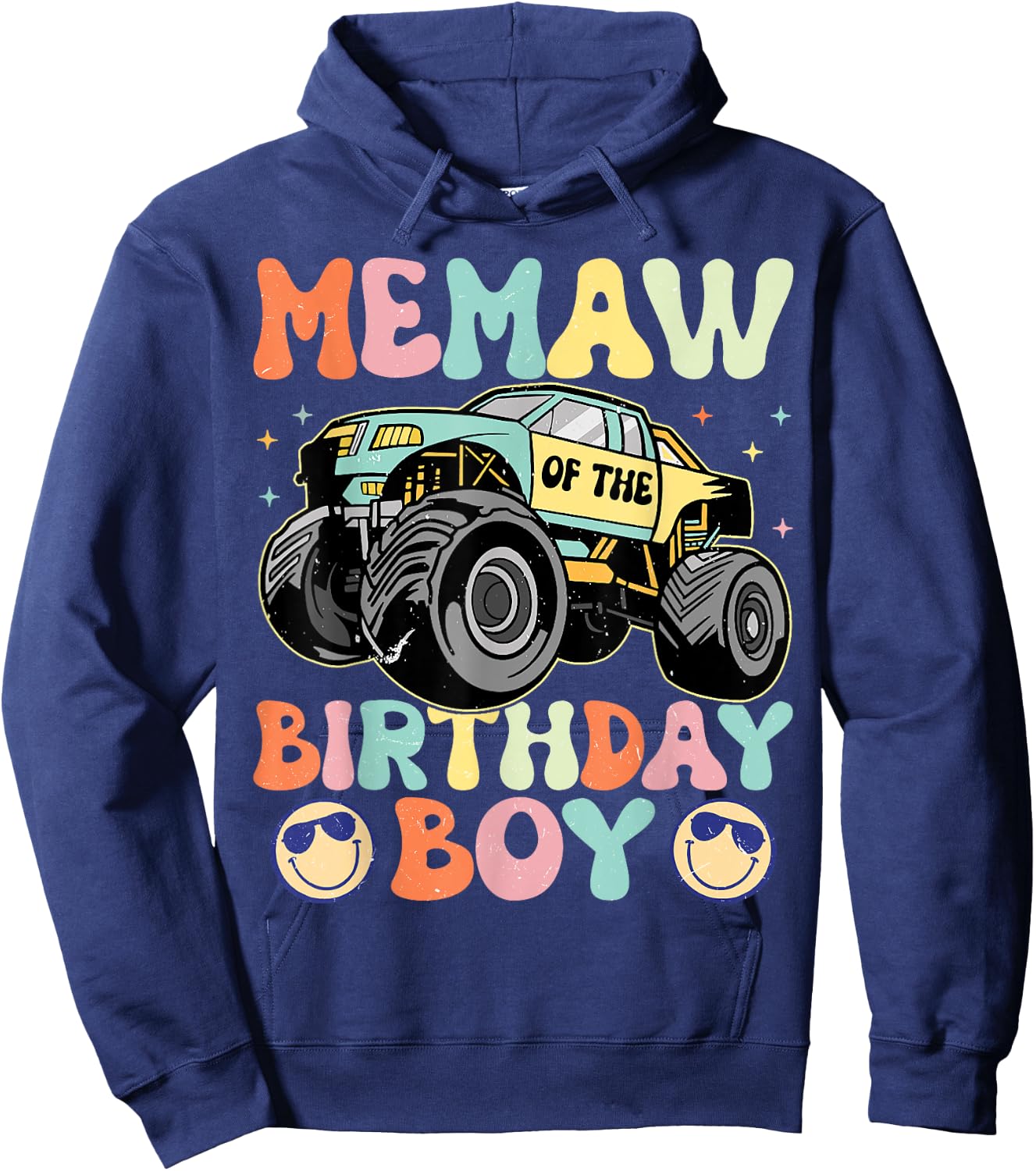 Monster Truck Memaw Of The Birthday Boy Matching Family Hoodie - Hoodie | Navy
