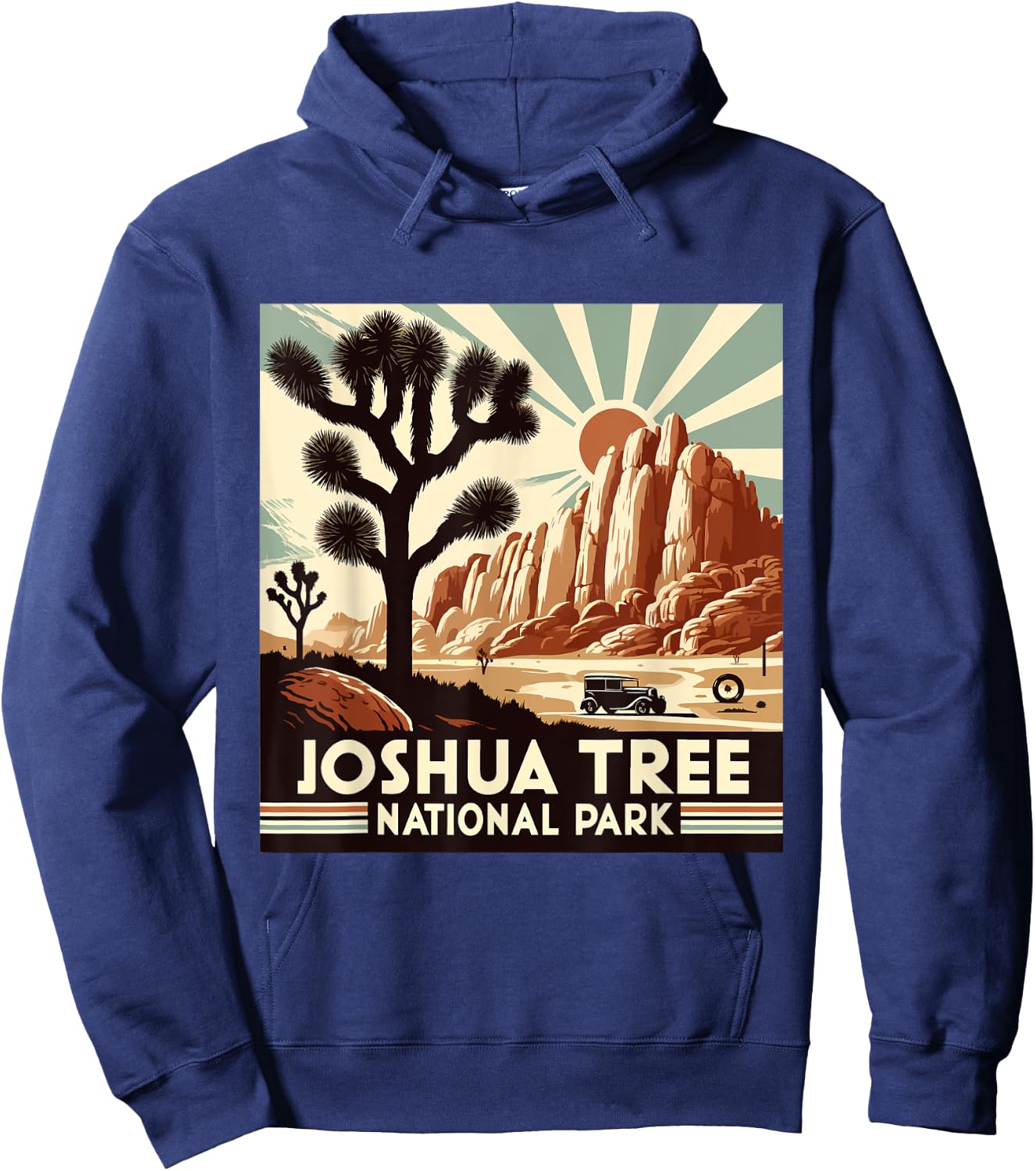 Joshua Tree National Park Vintage Hiking Camping Outdoor Hoodie - Hoodie | Navy