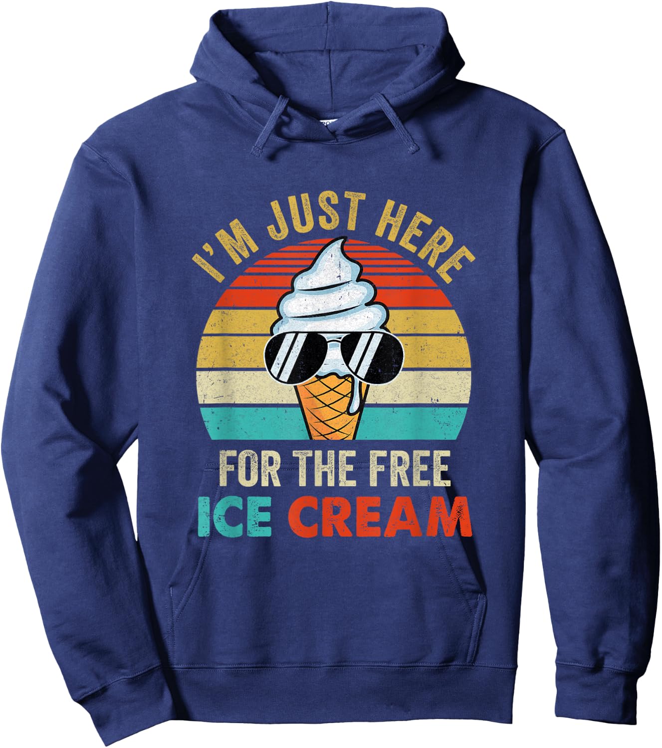 I'm Just Here for The Free Ice Cream Funny Cruise 2025 Retro Hoodie - Hoodie | Navy
