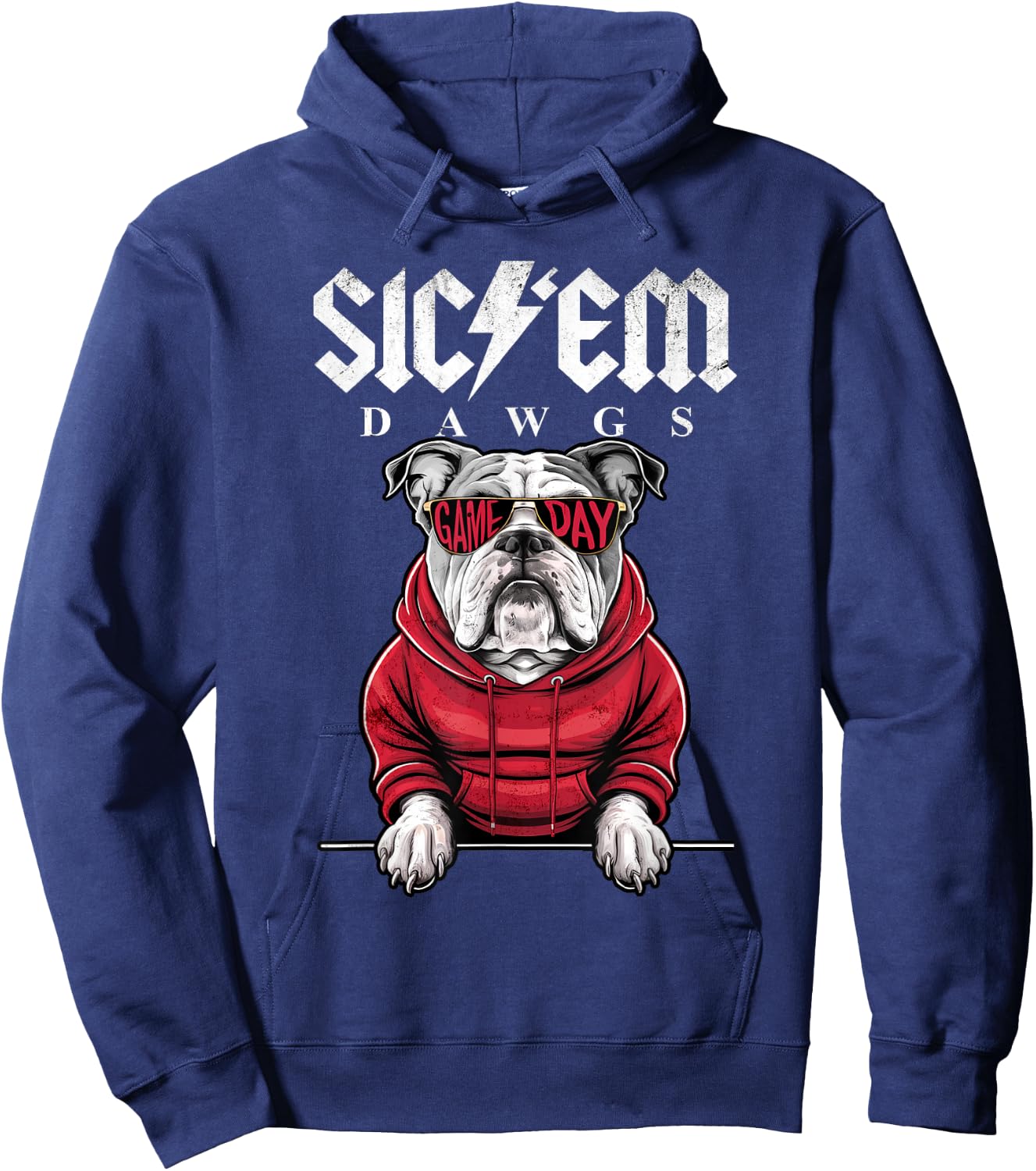 I Love Bulldog Proud Name Vintage Game Day Funny Dog Animal Hoodie - Hoodie | Navy