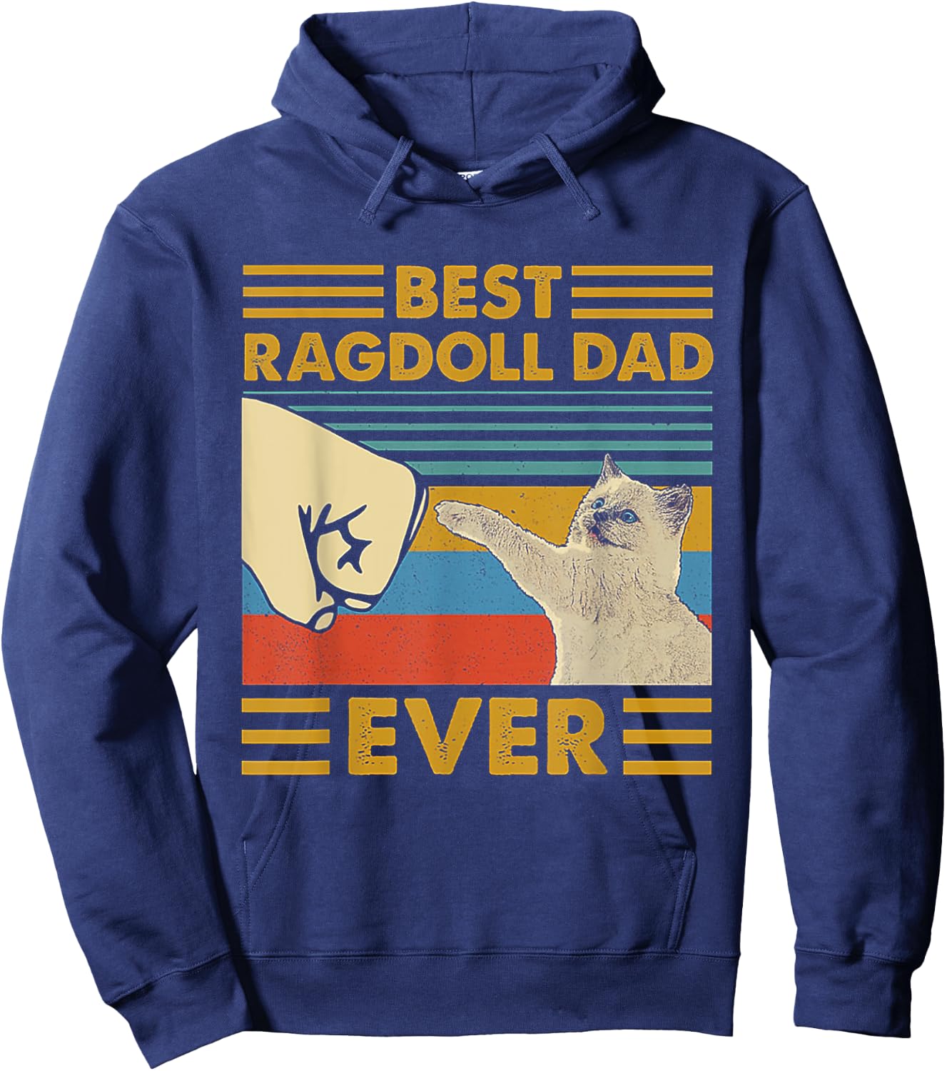 Best Ragdoll Dad Ever Retro Vintage Sunset Hoodie - Hoodie | Navy