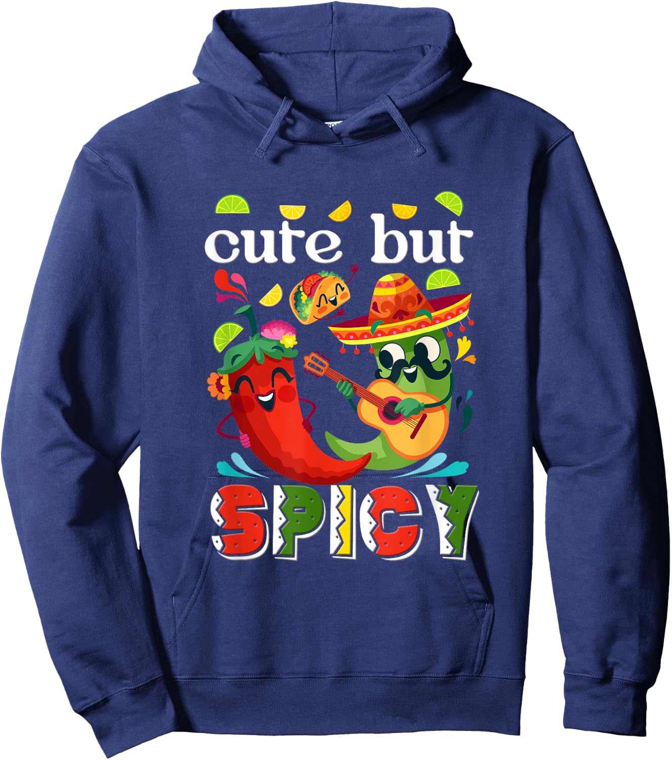 Kids Cinco De Mayo Mexican Cute But Spicy Chili Sombrero Hoodie - Hoodie | Navy