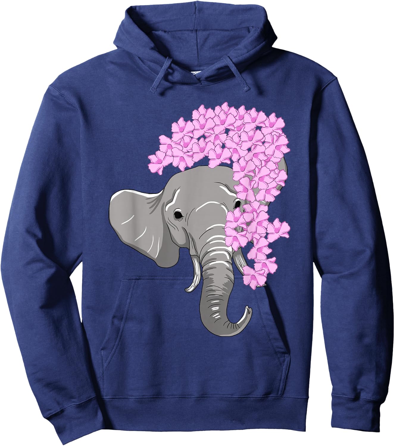 Elephant Hiding Behind Flowers Cute Animal Girls Gift Hoodie - Hoodie | Navy