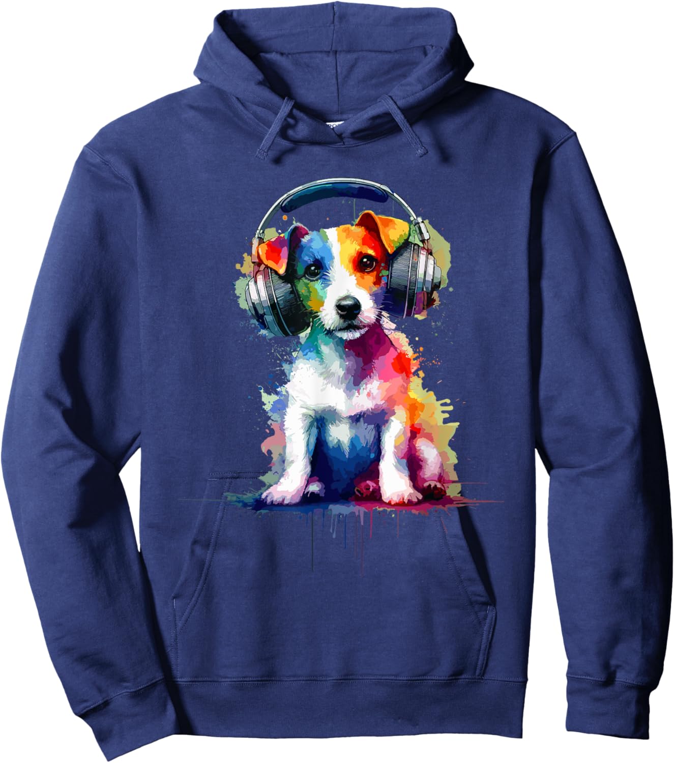 Splash Art Headphones Jack Russell Terrier Jack Russells Hoodie - Hoodie | Navy