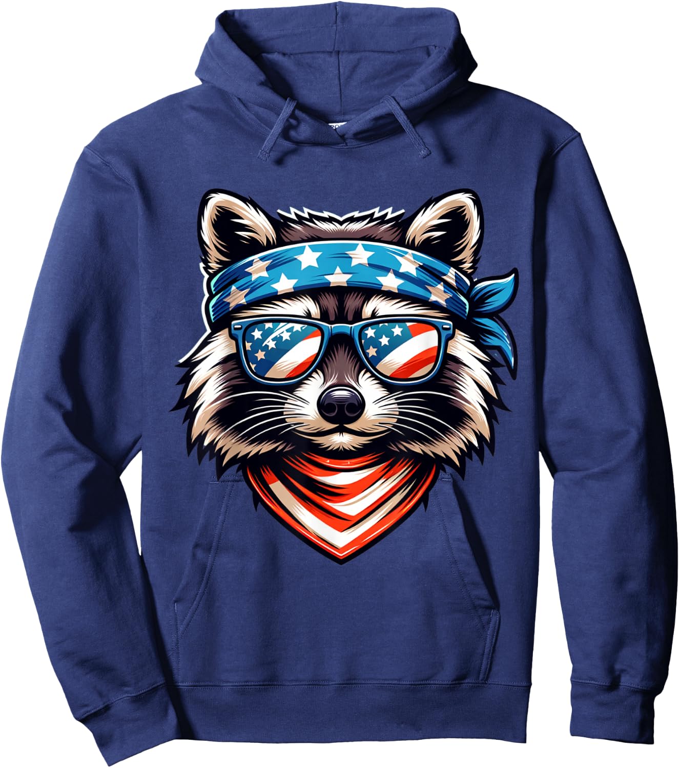 Patriotic Raccoon 4th of July American Flag Trash Panda Hoodie - Hoodie | Navy
