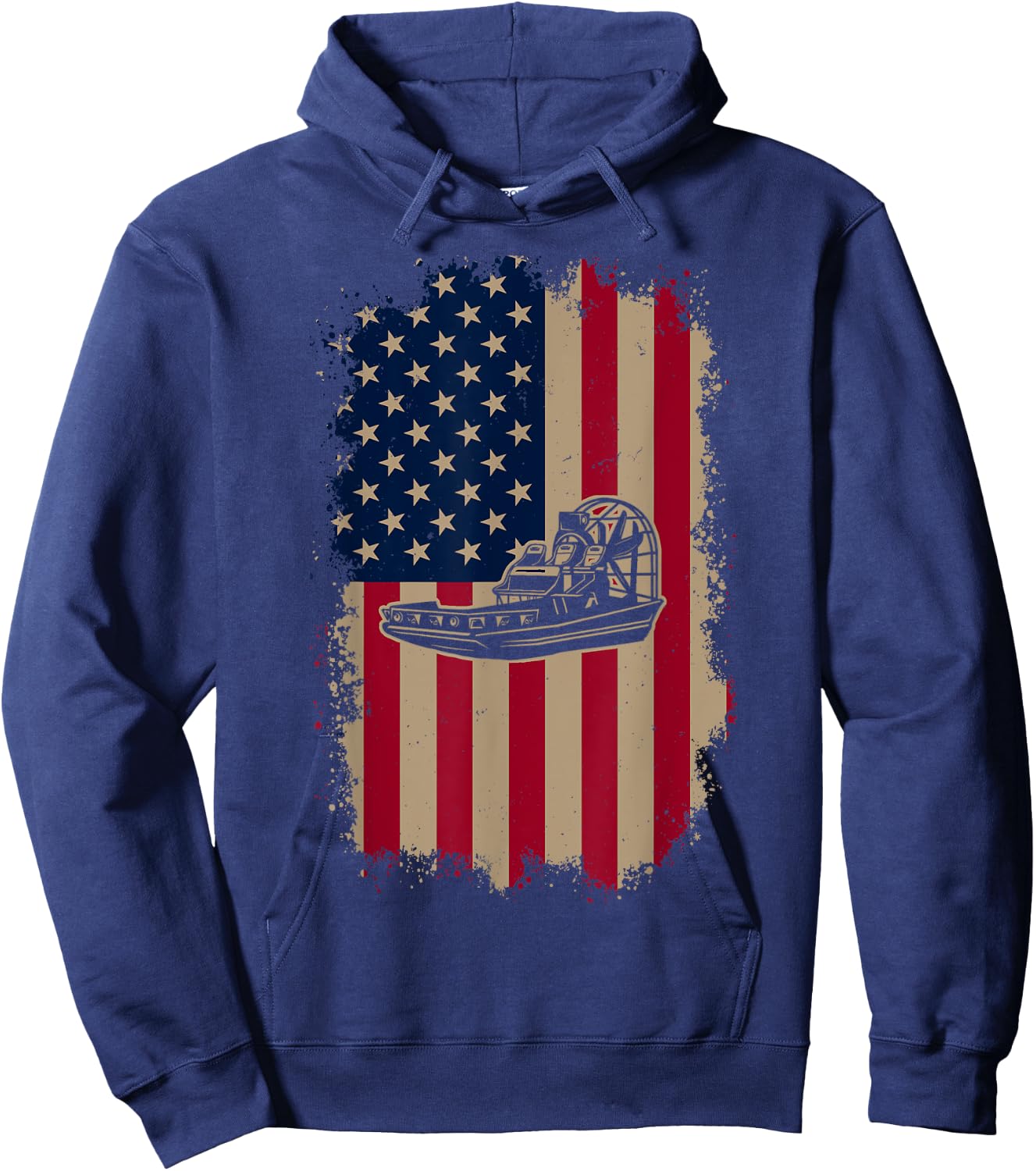 American US Flag Airboat Hoodie - Hoodie | Navy