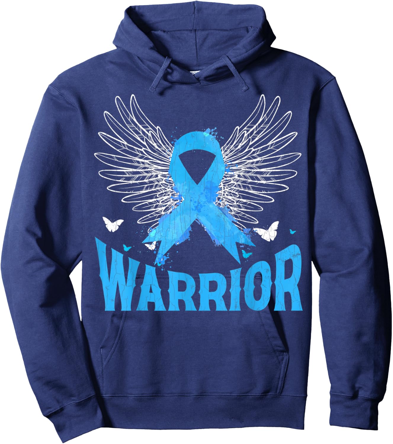 Warrior USA Flag Prostate Cancer Awareness Blue Graphic Hoodie - Hoodie | Navy