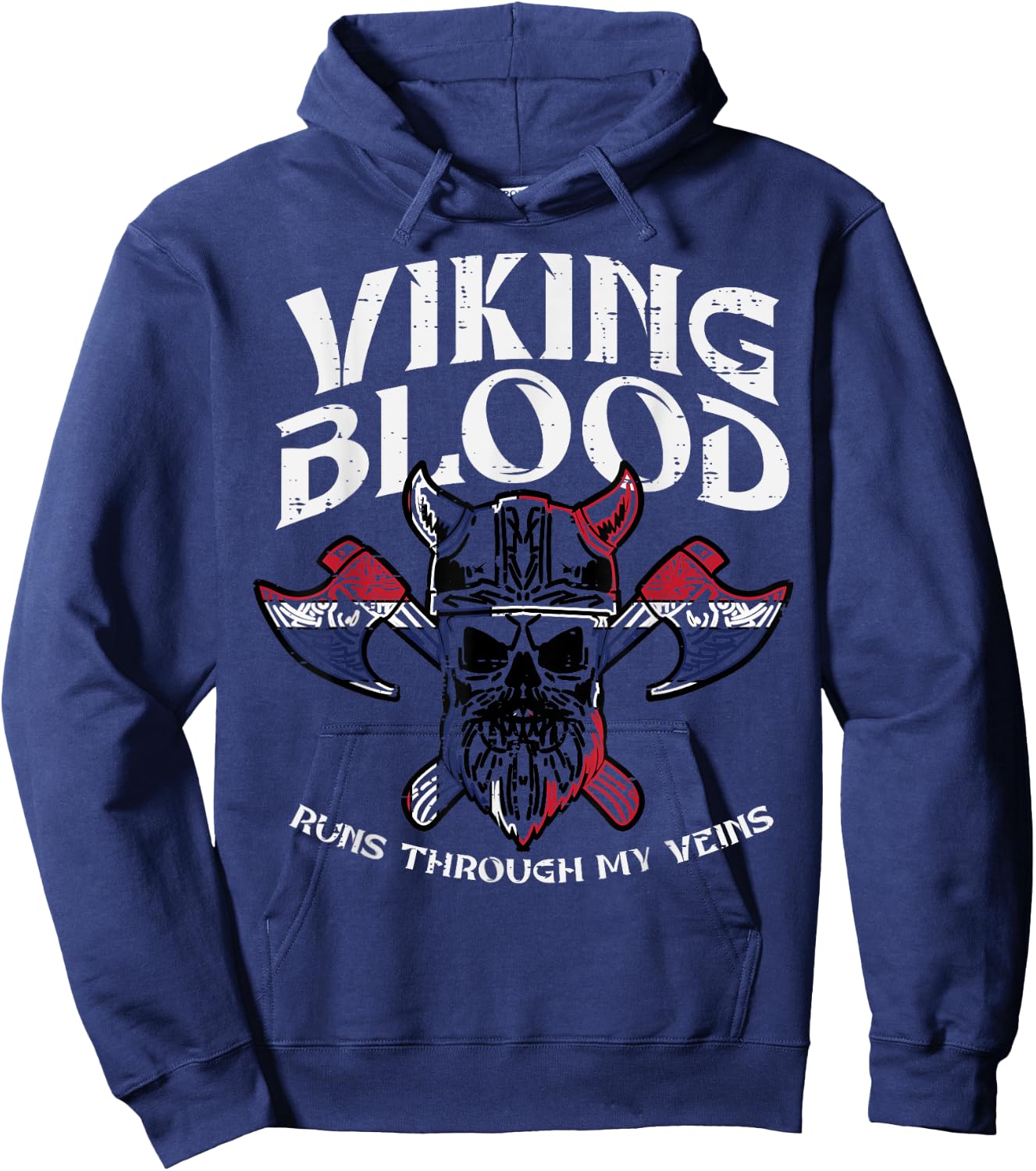 Viking Blood Runs Through My Veins Warrior Men Women Kids Hoodie - Hoodie | Navy