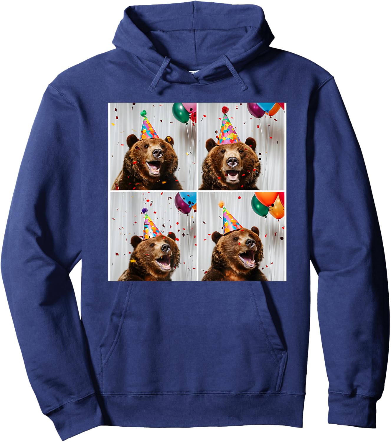 Grizzly Bear Lover Zoo Animal Theme Colorful Birthday Bear Hoodie - Hoodie | Navy