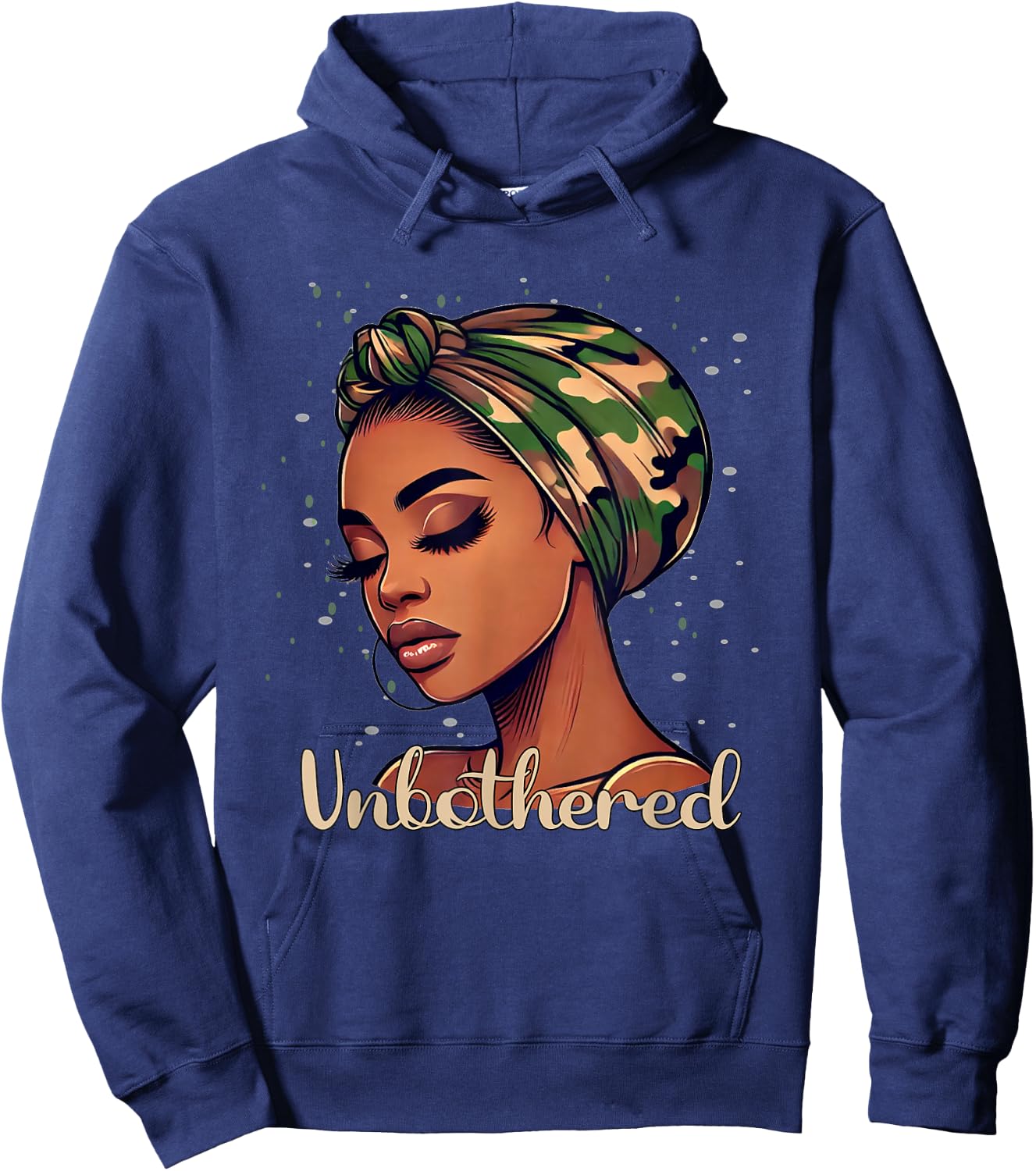Unbothered Camo Scarf Black Woman Camouflage Hoodie - Hoodie | Navy