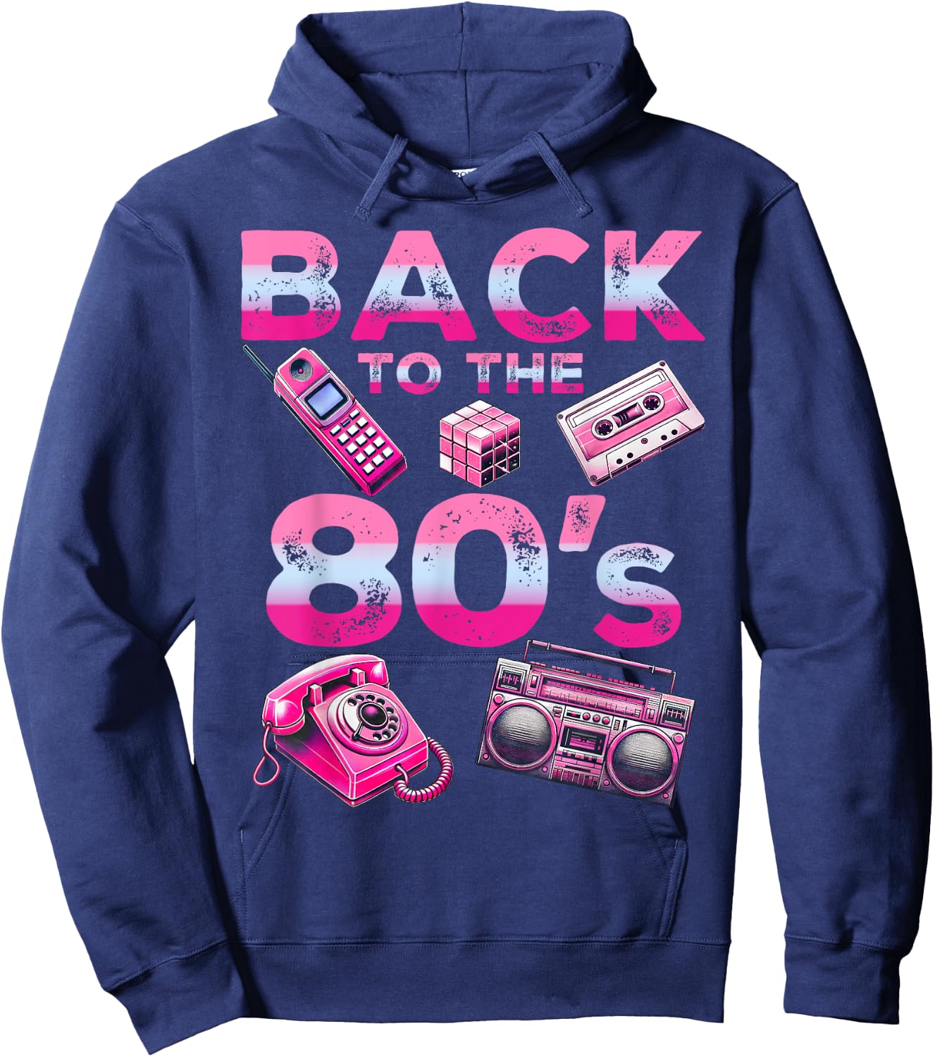 Back To 80's 1980s Vintage Style Eighties Retro Party Hoodie - Hoodie | Navy
