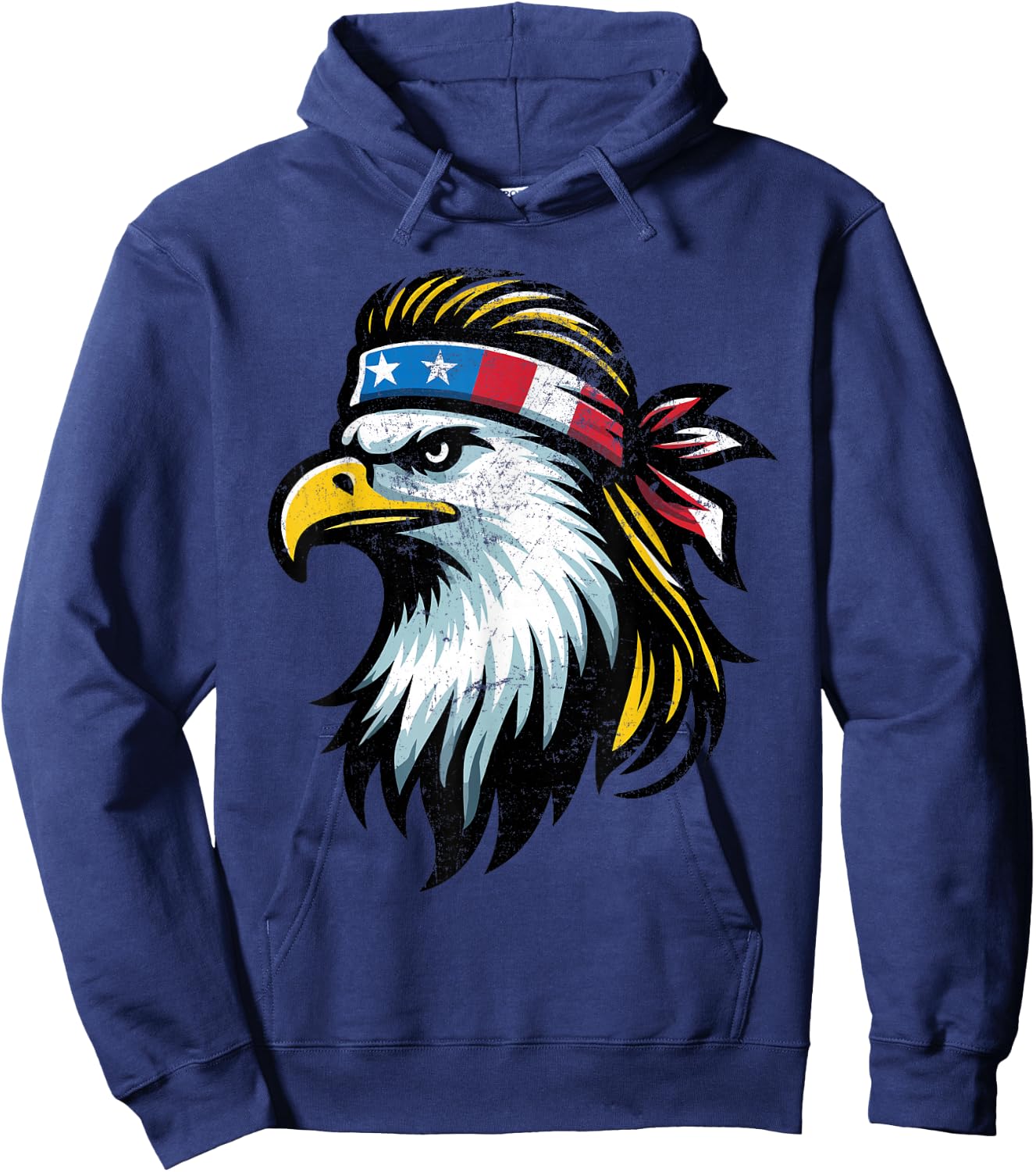 Patriotic USA Eagle Mullet American Flag - 4th of July Women Kids Men Hoodie - Hoodie | Navy