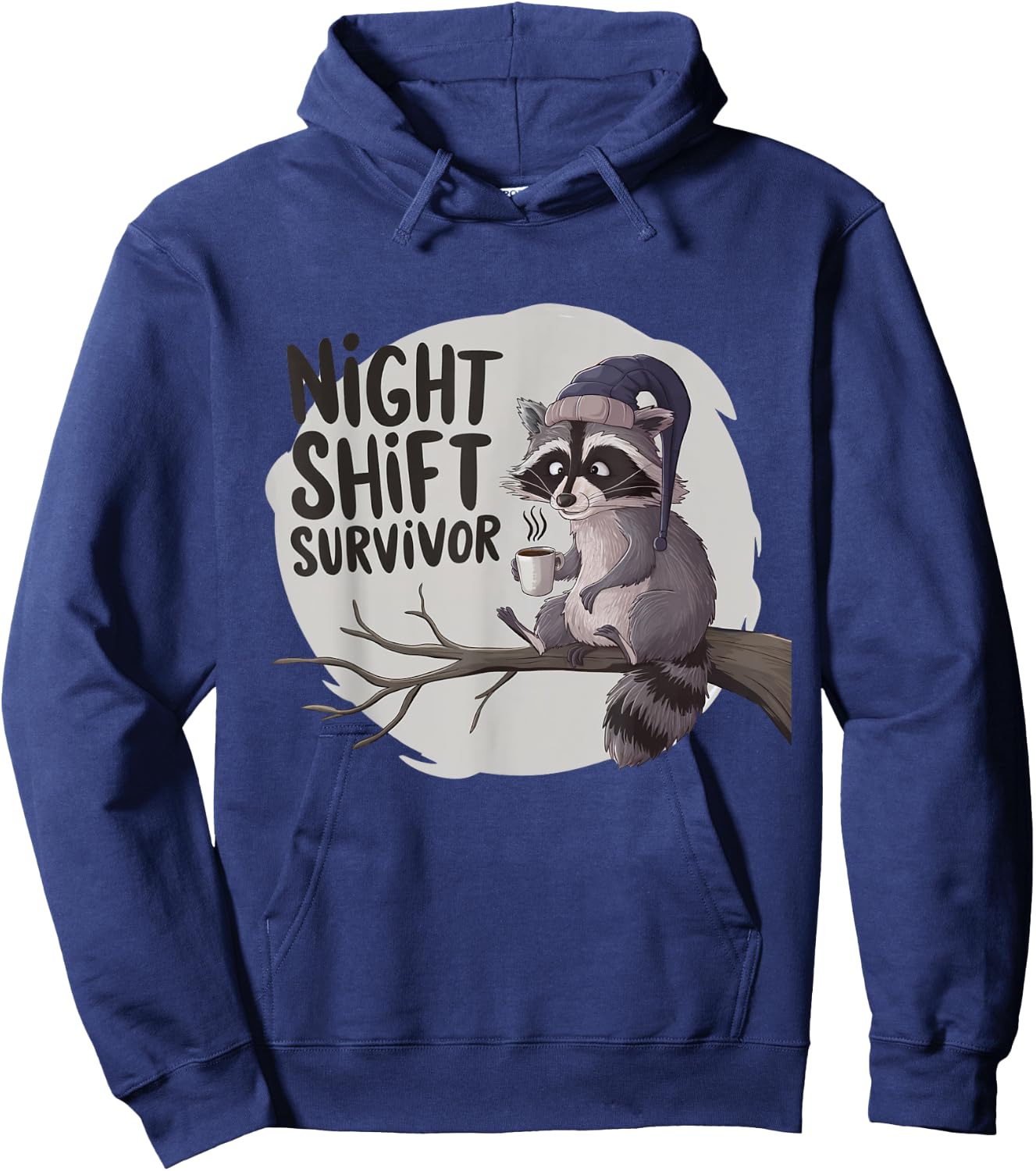 Night Shift Survivor Raccoon Coffee Lovers Funny Hoodie - Hoodie | Navy