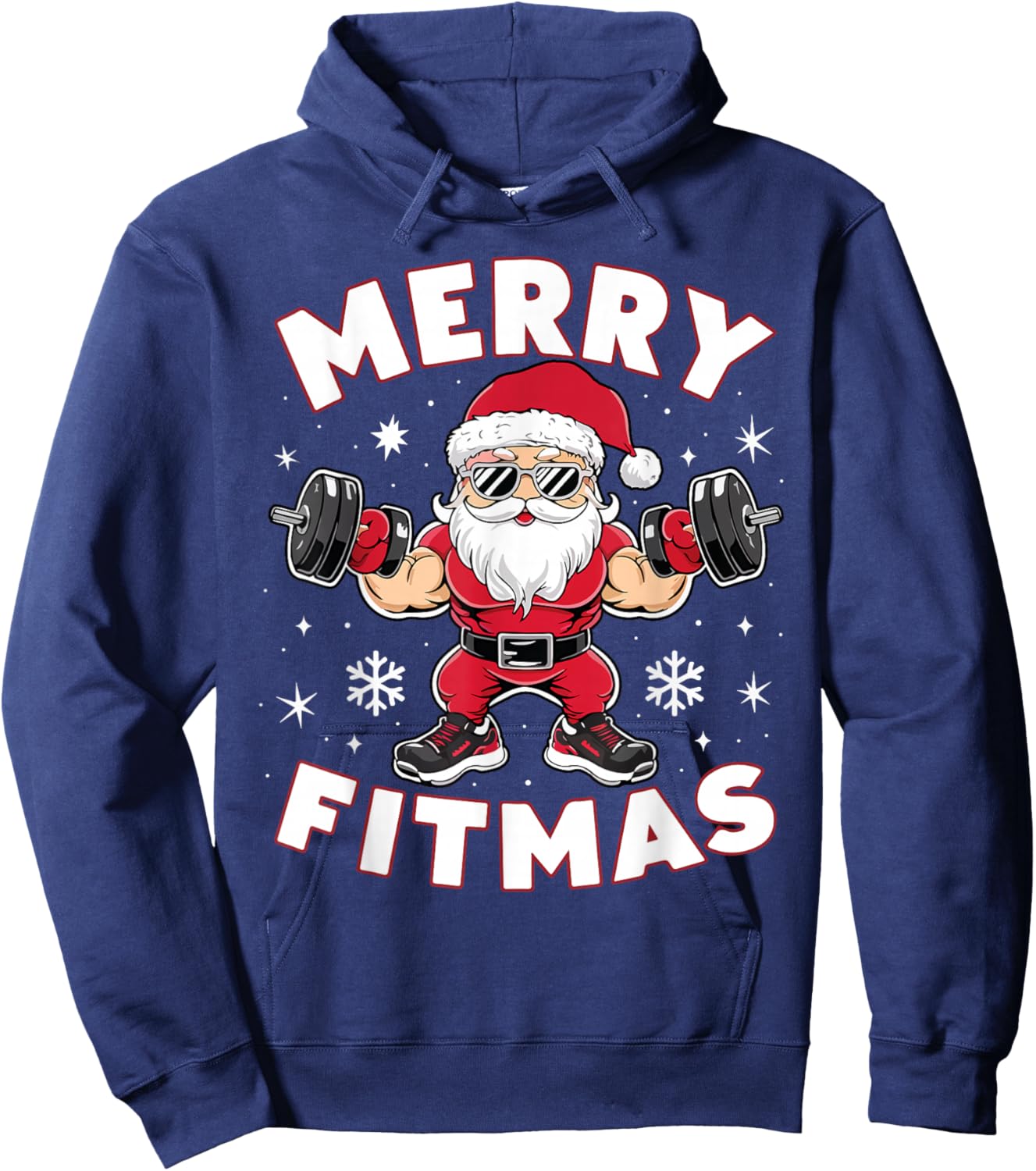 Christmas Santa Xmas Fitness Ugly Christmas Merry Fitmas Hoodie - Hoodie | Navy