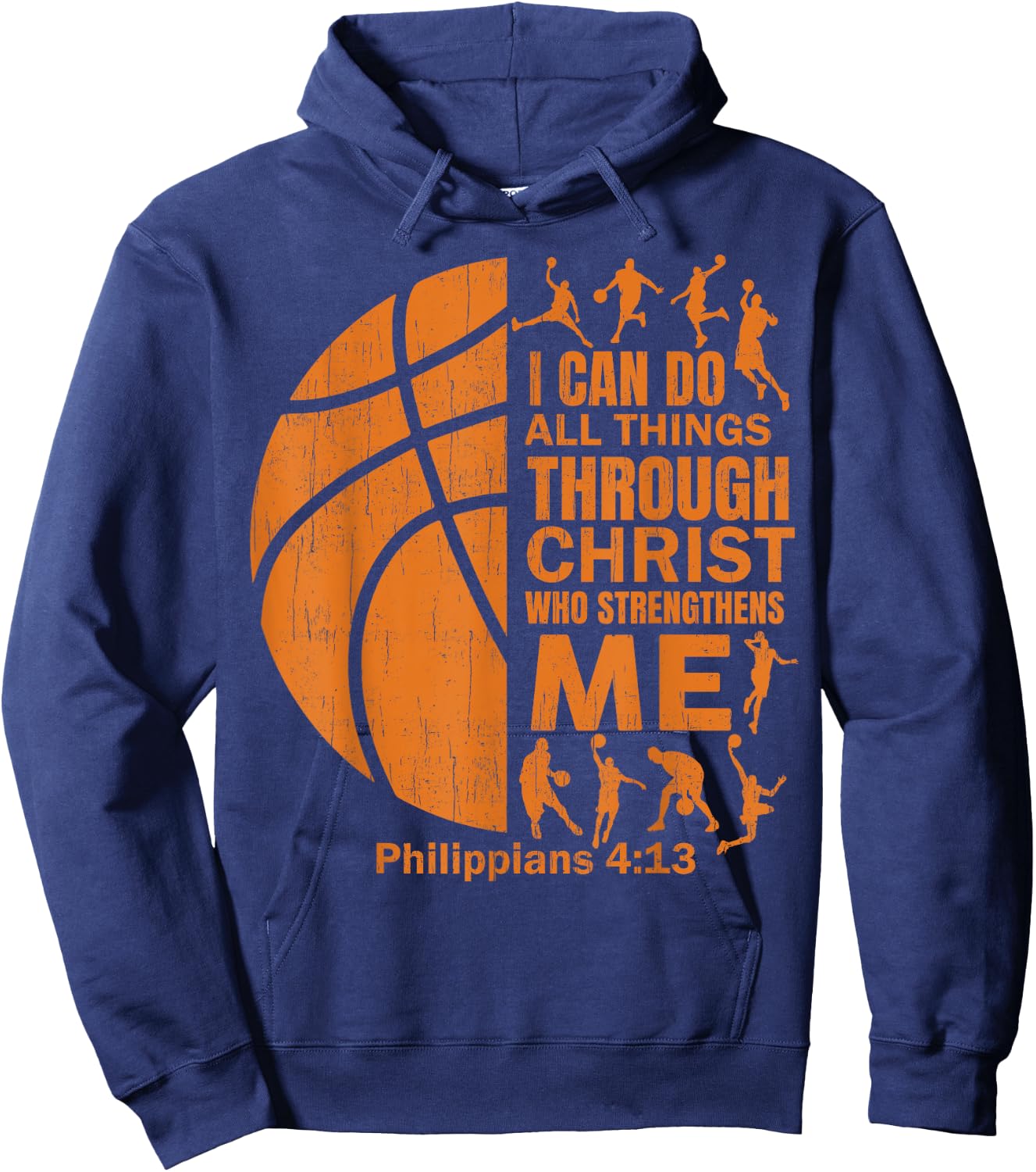 Men Basketball t Shirt Christian Christ Bible Verse Boy Kid Hoodie - Hoodie | Navy