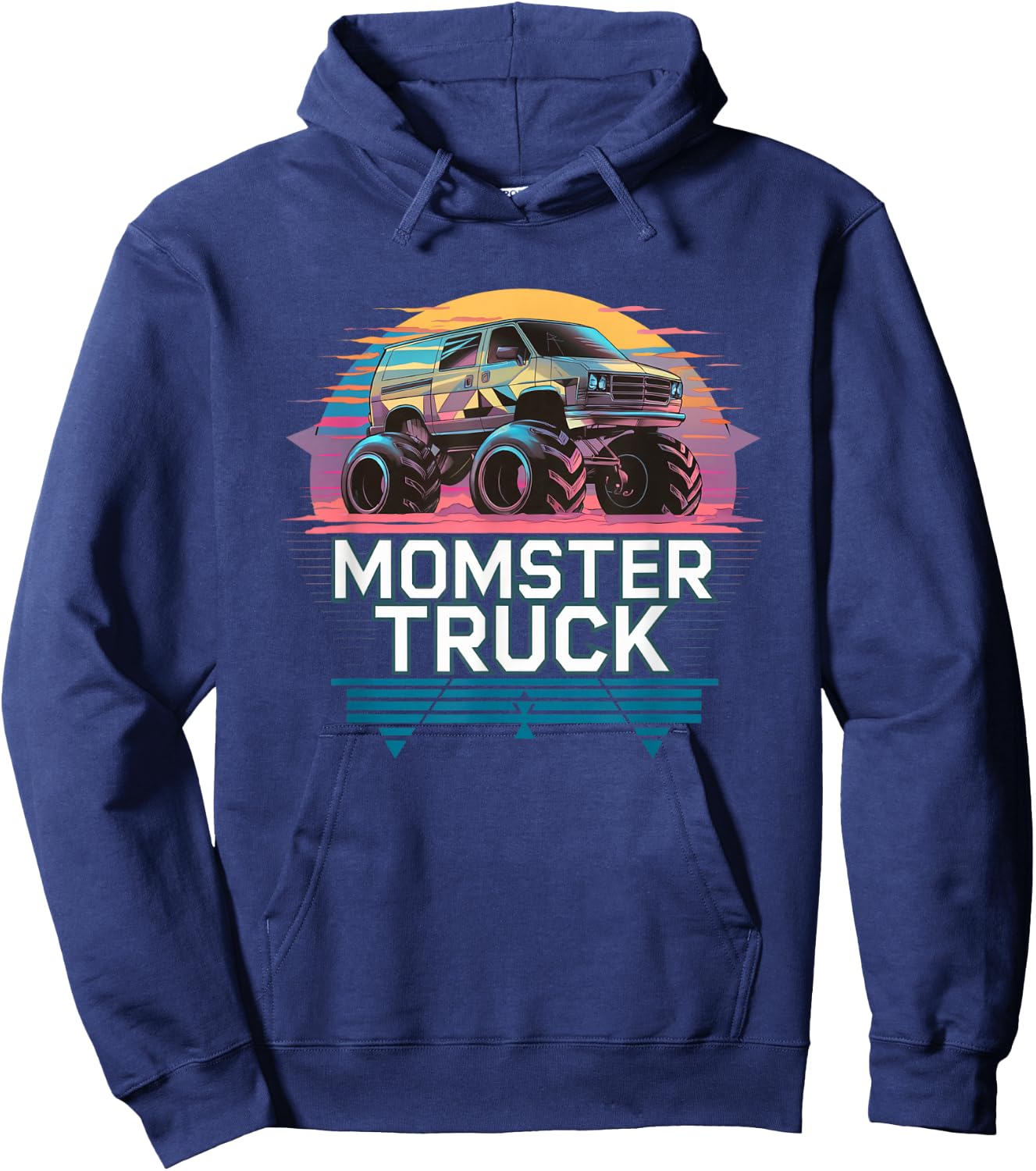 Momster Truck Retro Van Cool Mom School Drop Off Hoodie - Hoodie | Navy