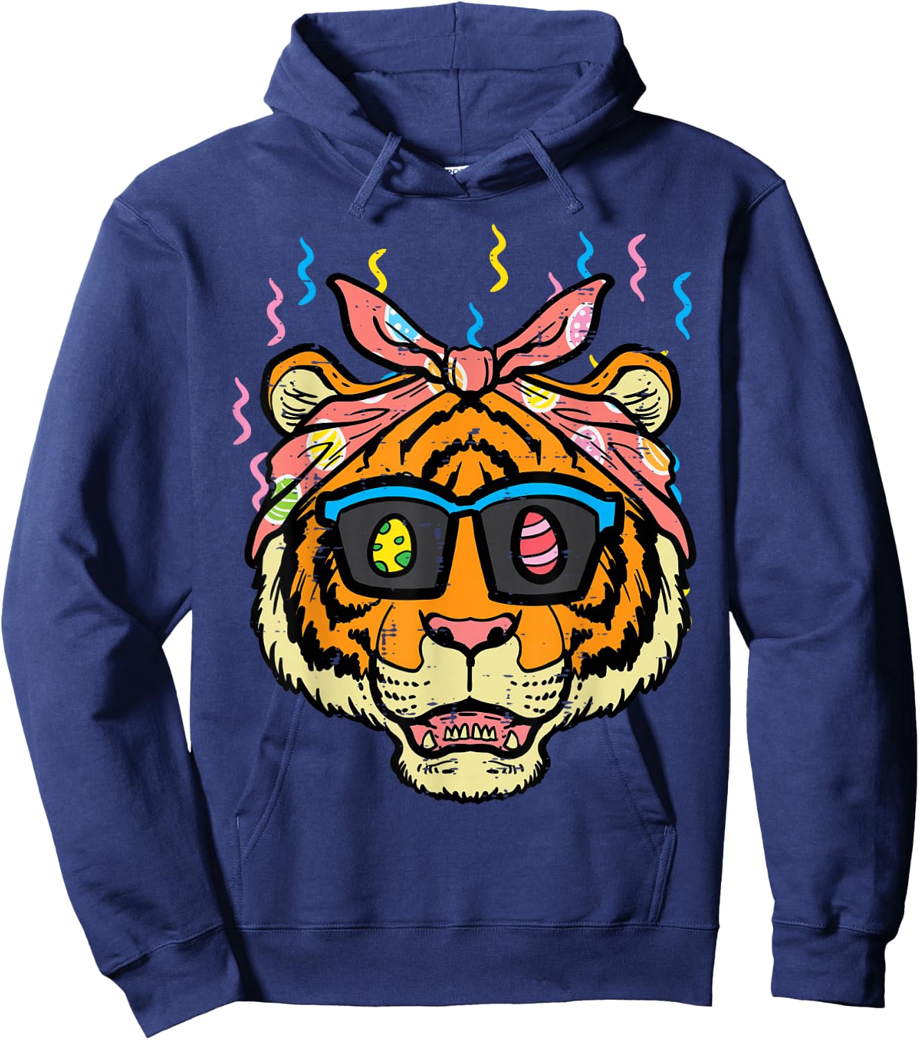 Easter Tiger Face Eggs Hunting Animal Women Girls Kids Men Hoodie - Hoodie | Navy