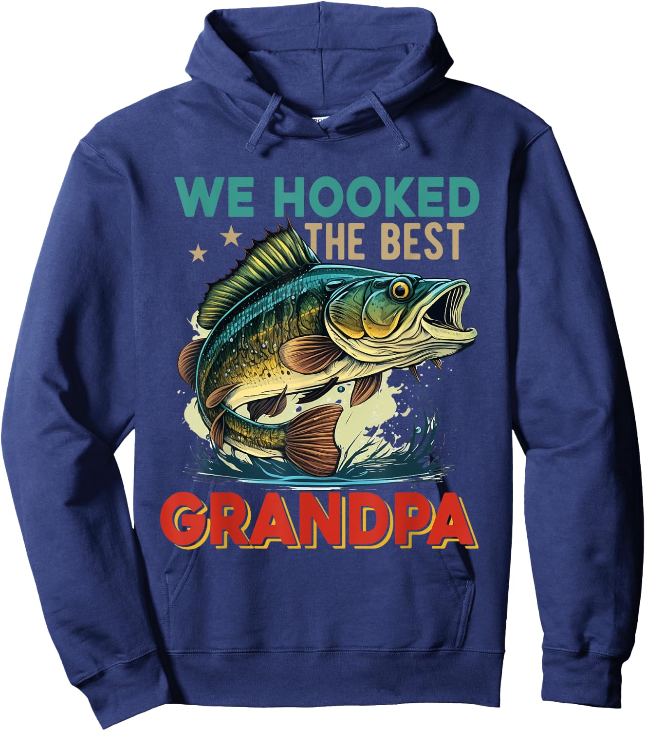 Vintage Retro We Hooked The Best Grandpa Father's Day Fisher Hoodie - Hoodie | Navy