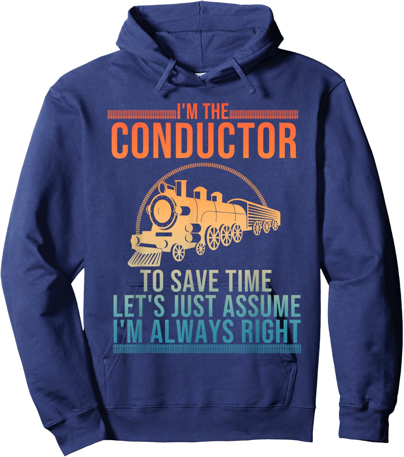 Funny Train Conductor Art Women Railway Train Lover Hoodie - Hoodie | Navy