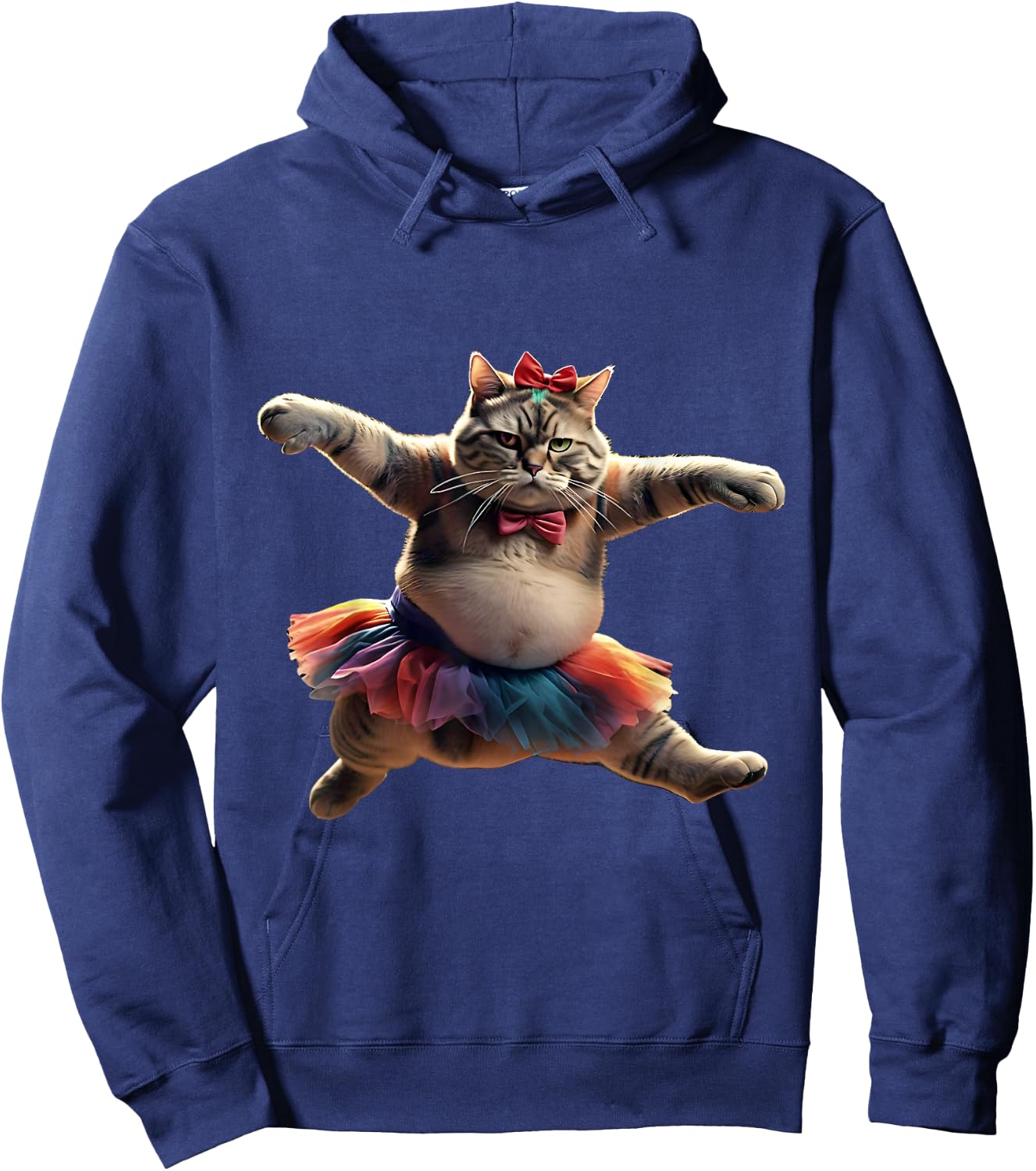 Funny Ballet Kitty Cat with a Big Belly Wearing a Tutu. Men Women Hoodie - Hoodie | Navy