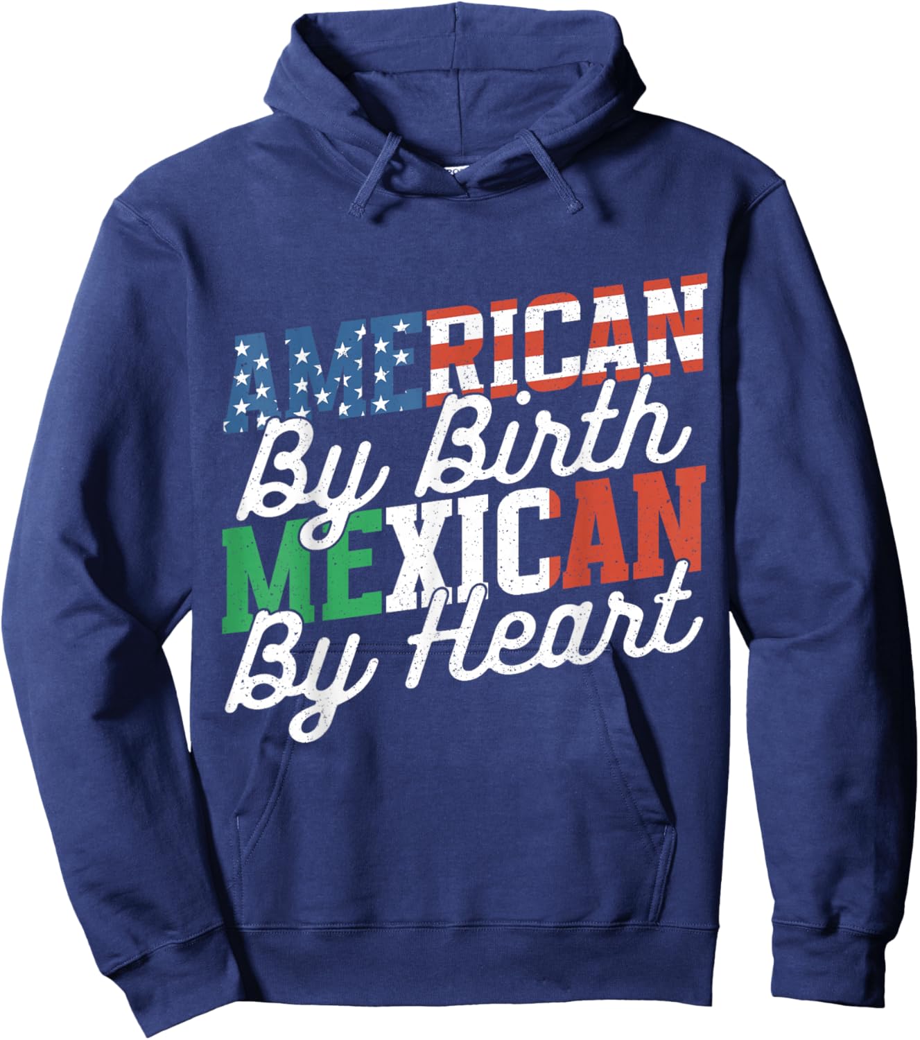 American By Birth Mexican By Heart Mexico Mexican American Hoodie - Hoodie | Navy