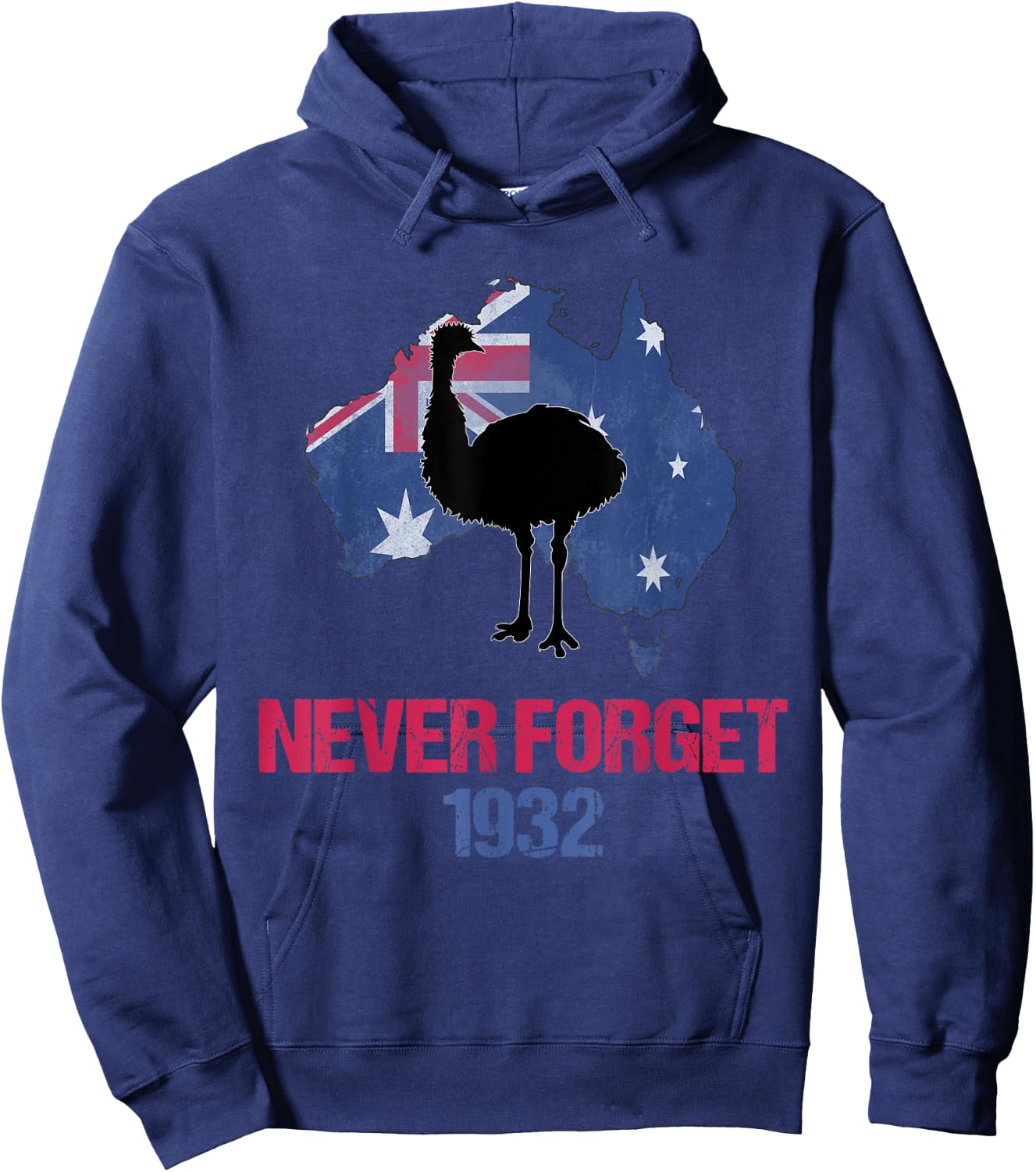 Agema Apparel Emu War 1932 Never Forget Australian History , Small, Black Hoodie - Hoodie | Navy