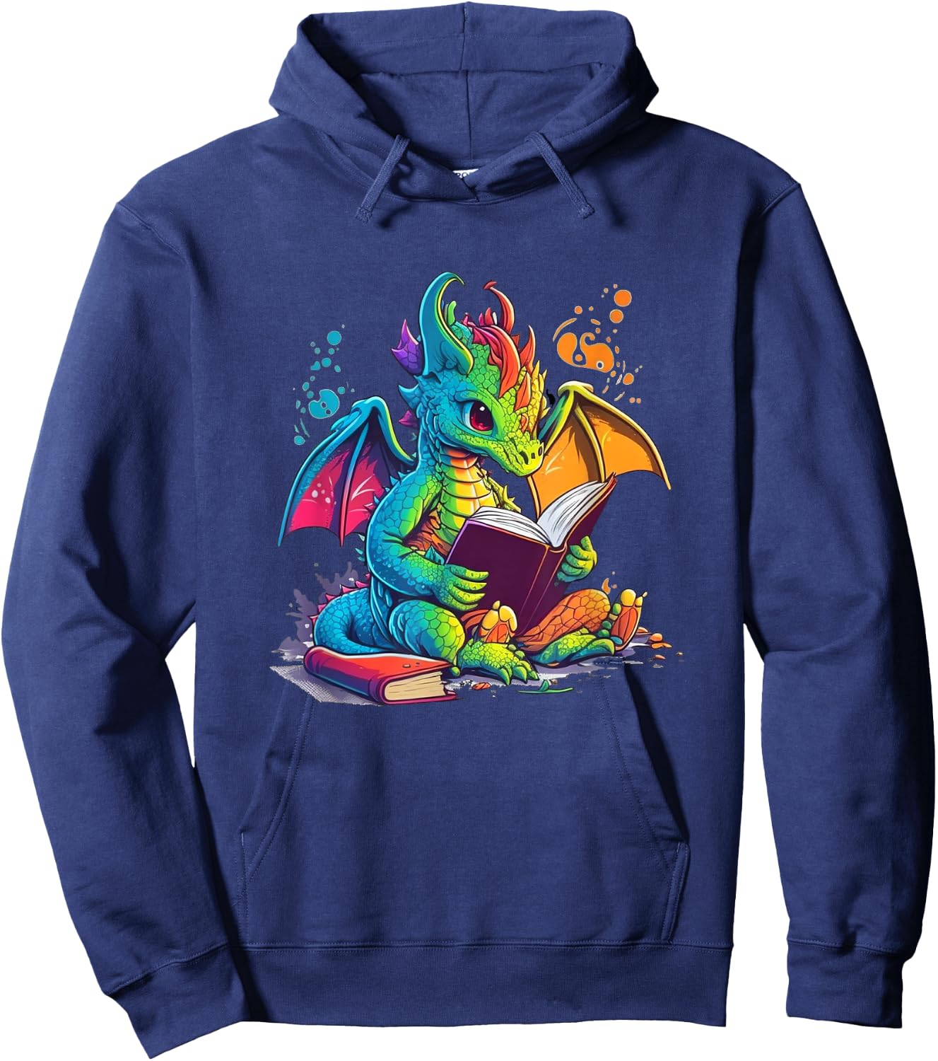 Cute Dragon Reading Book Hoodie - Hoodie | Navy