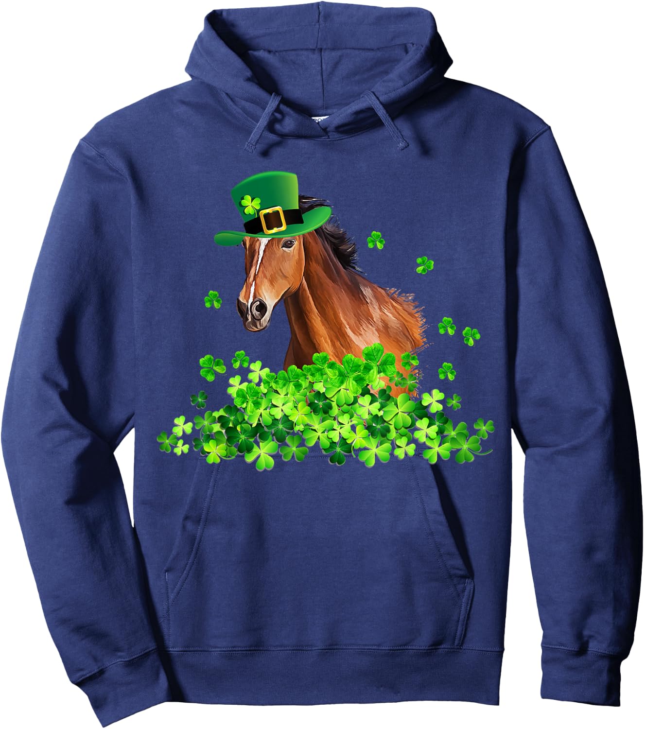 Horse Shamrock Horseback Riding Funny St Patrick's Day Gift Hoodie - Hoodie | Navy