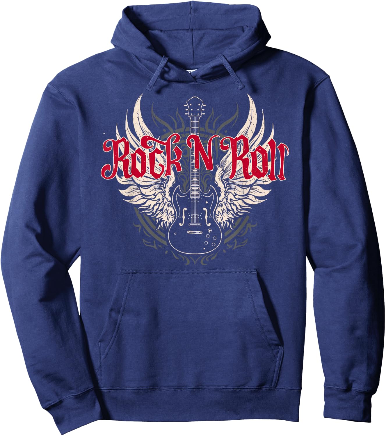 Rock n Roll Guitar Retro Band Concert Hoodie - Hoodie | Navy