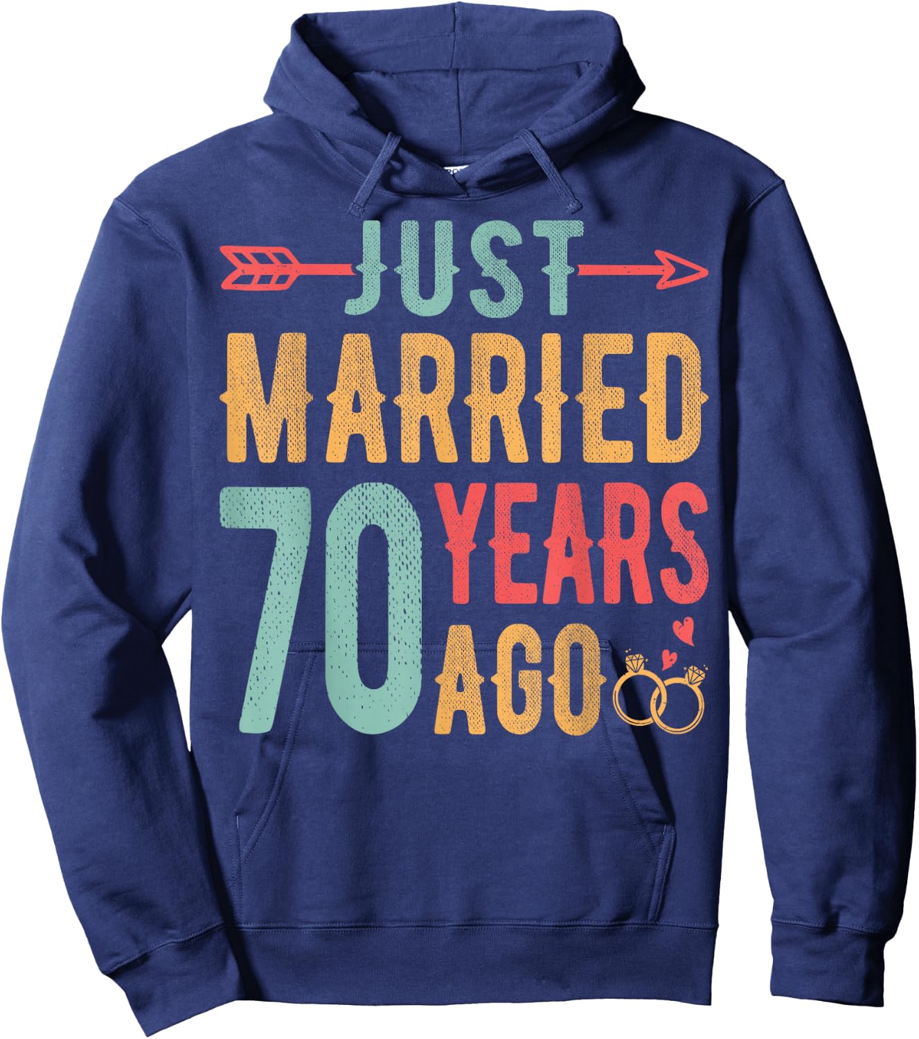 Just Married 70 Years Ago - 70th Wedding Anniversary Couple Hoodie - Hoodie | Navy