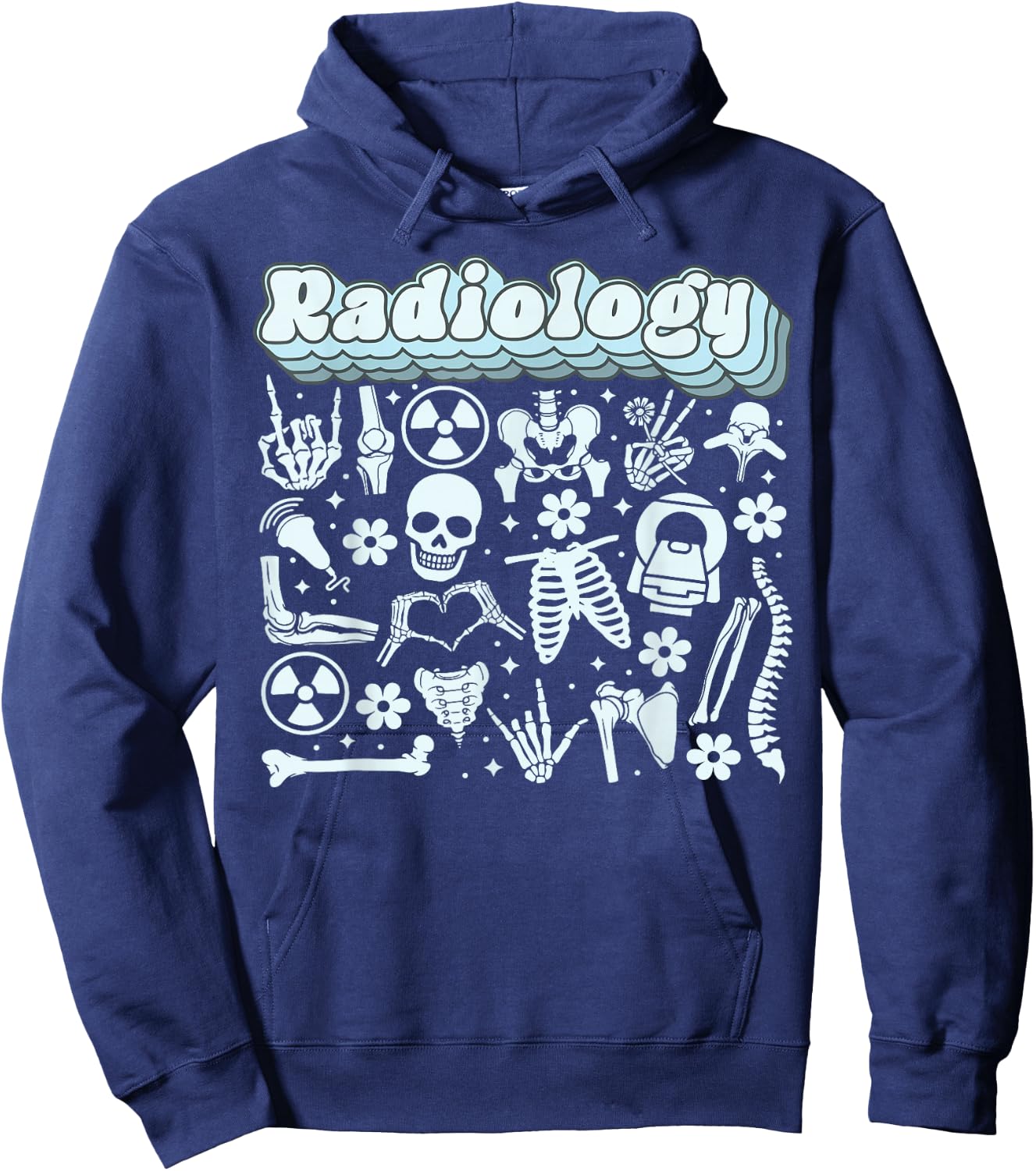 Retro Radiology X-ray Rad Tech Skeleton MRI Tech Graduation Hoodie - Hoodie | Navy