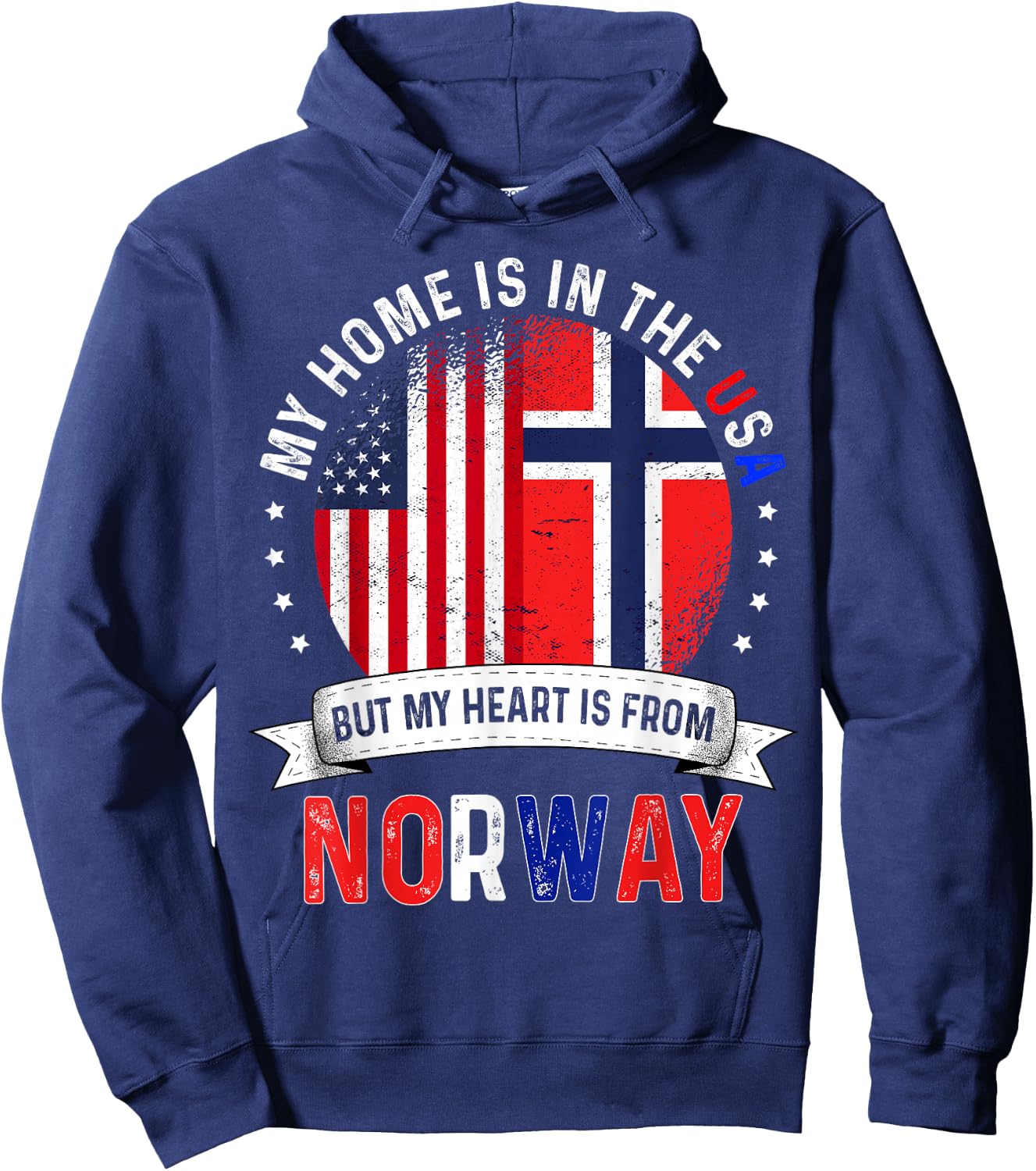 Norwegian American Patriot Heart is from Norway Flag Hoodie - Hoodie | Navy