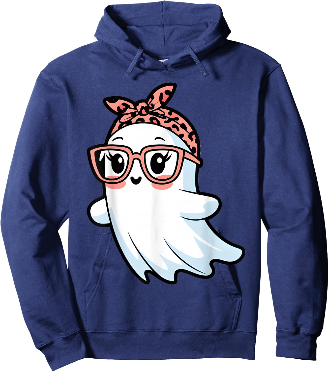 Cute Halloween Ghost Glasses Girl Ghost Costume Eyeglass Hoodie - Hoodie | Navy