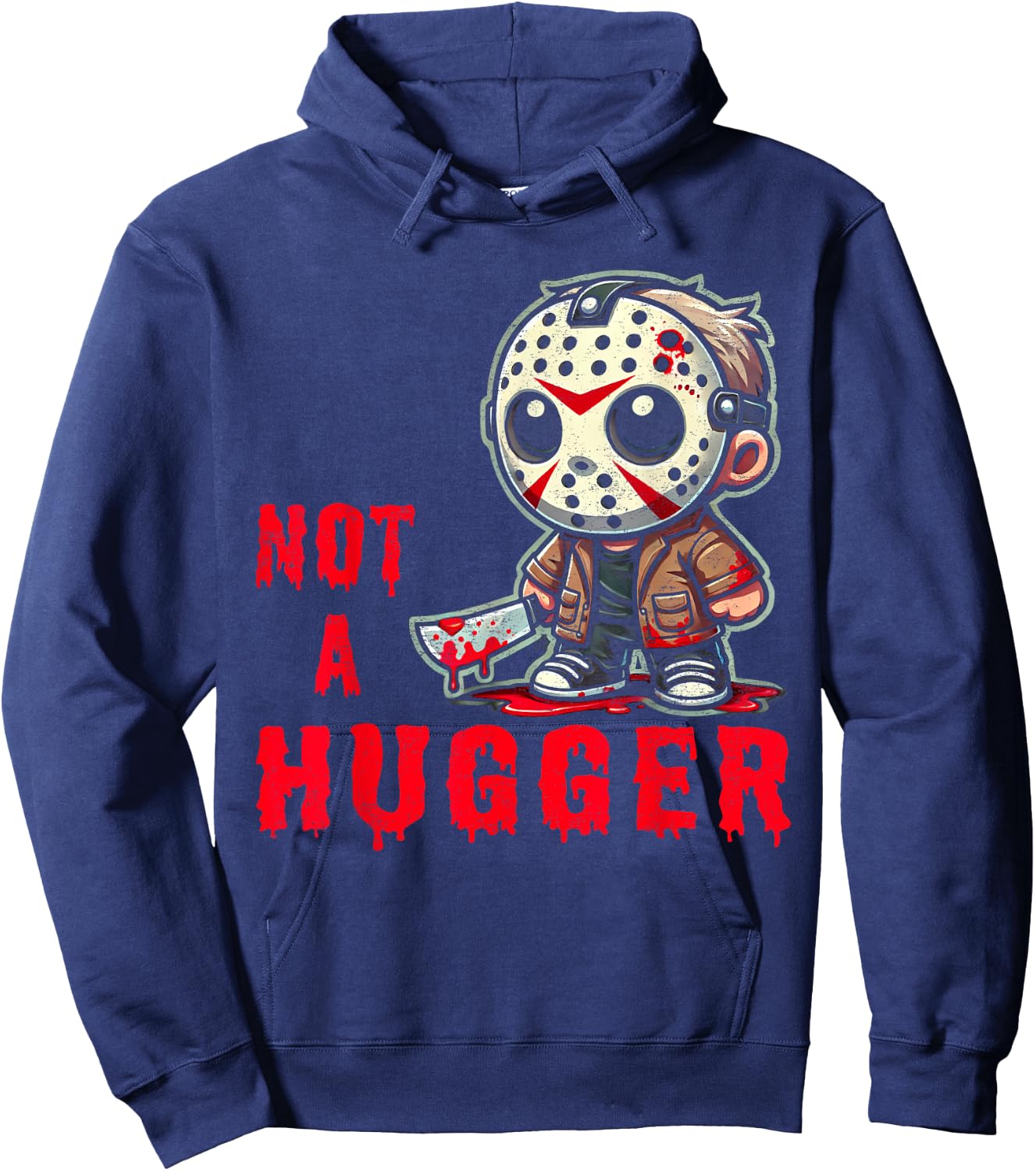 Not Funny Outfits Mask Lovers Adorable Movie Happily Huggers Hoodie - Hoodie | Navy