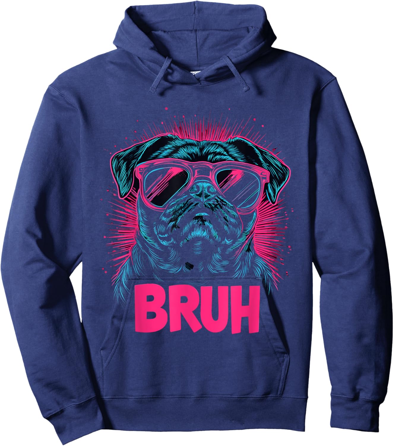Pug says Bruh, Adorable Dog Funny Humor Fashion Men Kids Hoodie - Hoodie | Navy