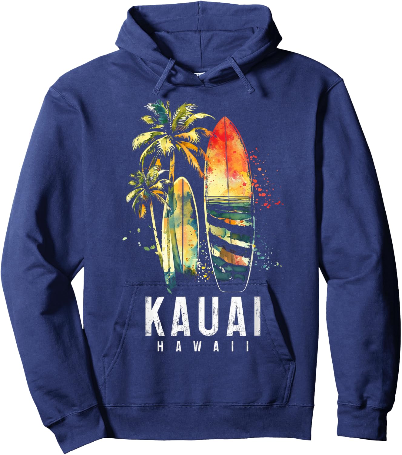 Kauai Hawaii Surf Hawaiian Vintage Surfing Surfer Hoodie - Hoodie | Navy