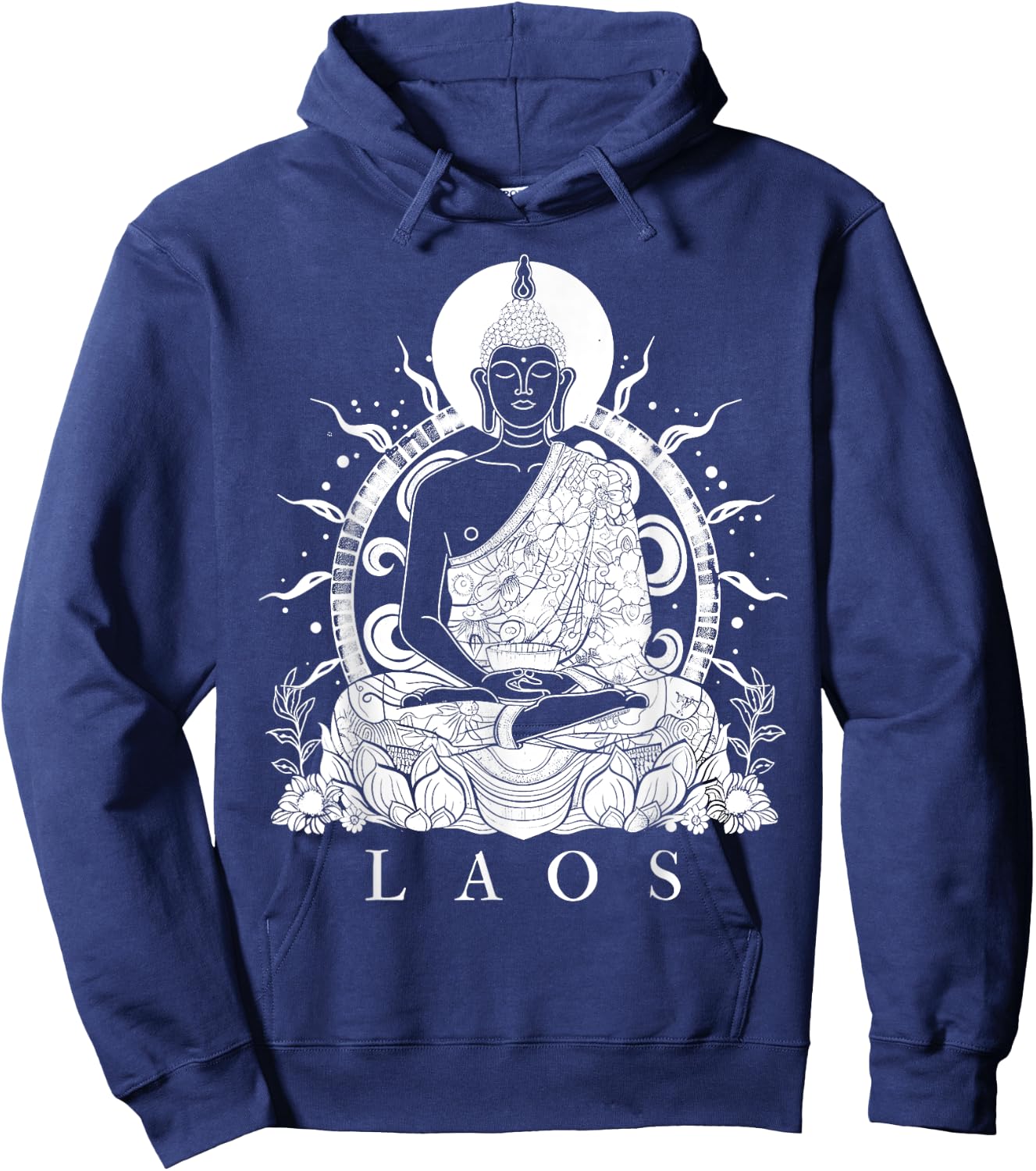Laos Buddha Vintage Buddhist Souvenir Hoodie - Hoodie | Navy