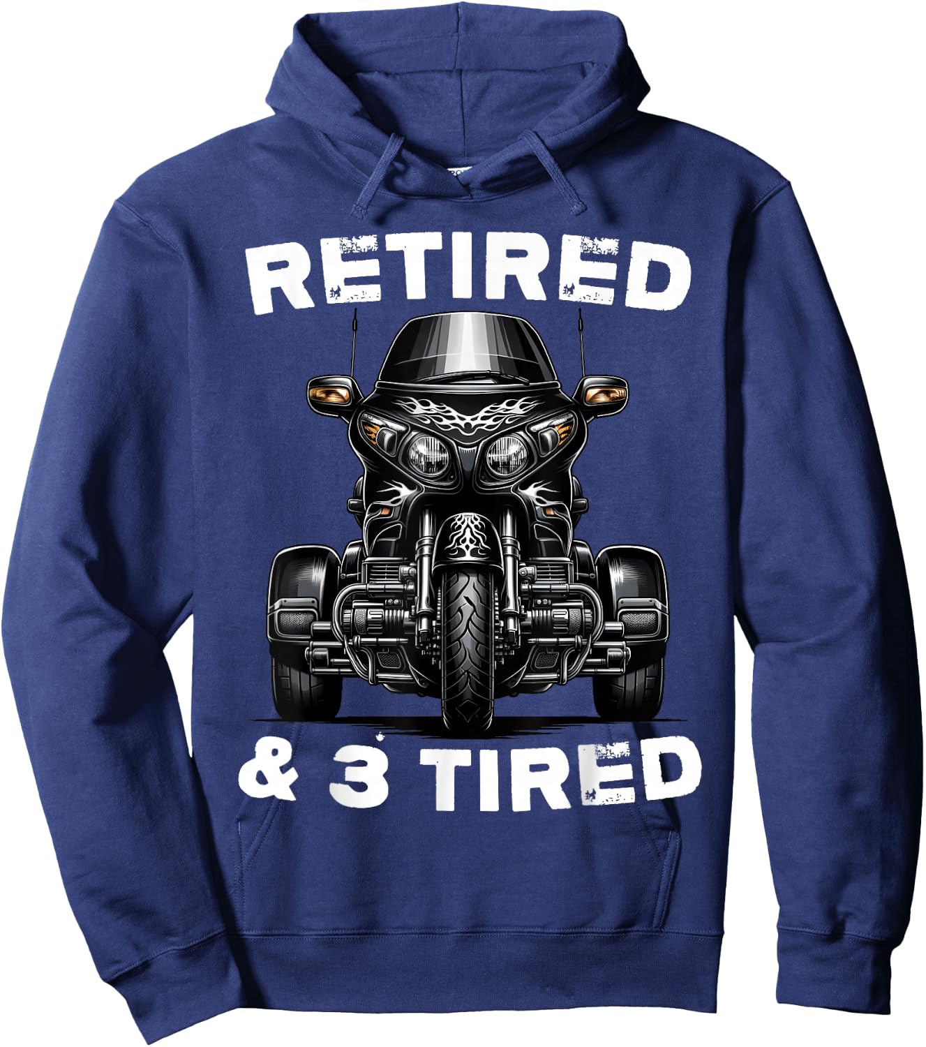 Retired Motorcycle trike Grandpa Three-wheeled Trike Dad Hoodie - Hoodie | Navy