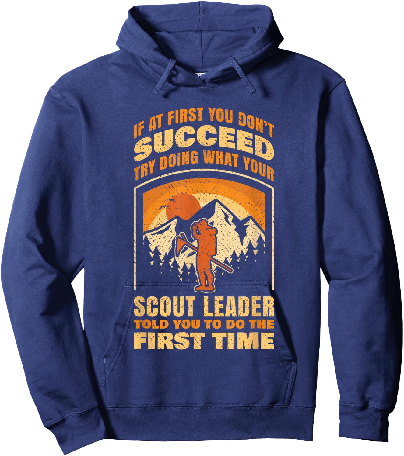 Scout Leader Scouting Lovers Hiking Happy Camper Camp Funny Hoodie - Hoodie | Navy