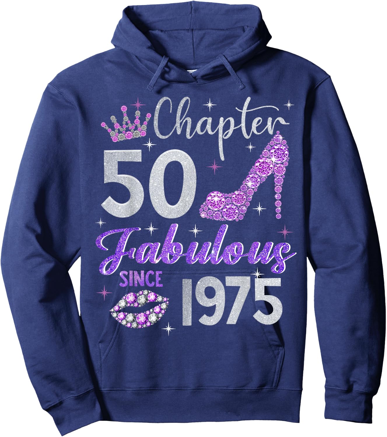 Chapter 50 Fabulous Since 1975 50th Birthday Women Girl Hoodie - Hoodie | Navy